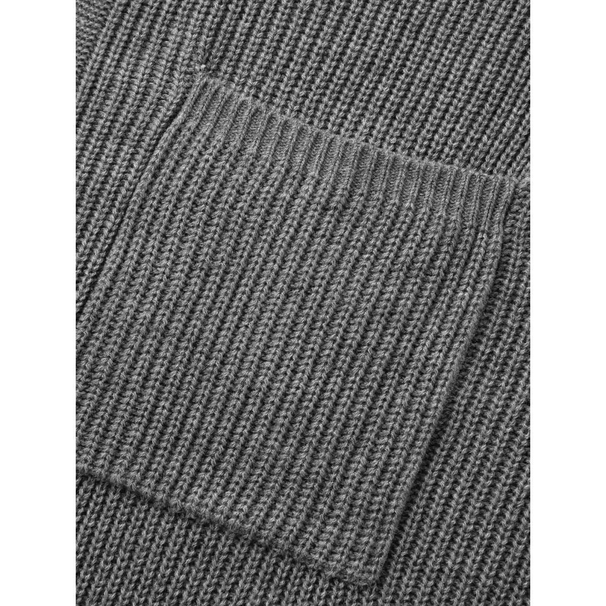 Plus Size Texture Striped Patchwork Patched Pocket Cardigan DarkGray Women Casual Loose Long Sleeve Everyday Cardigans BloomChic 14-16/1X Product Image