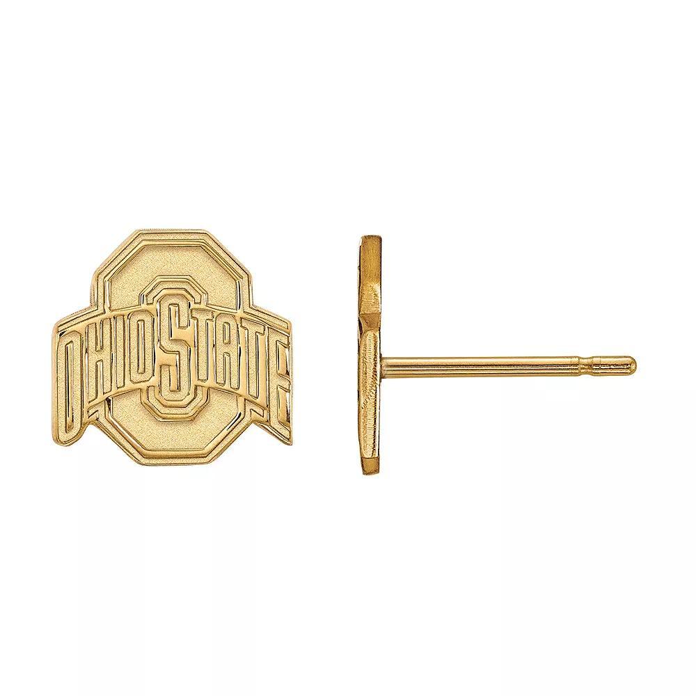 LogoArt 14K Gold Plated Ohio State Small Stud Earrings, Womens Product Image