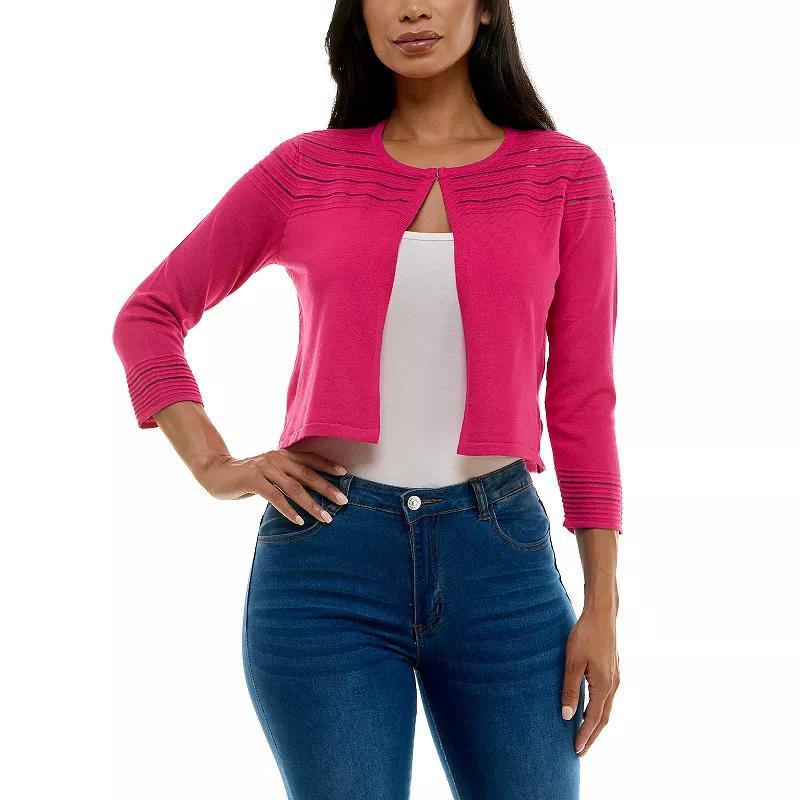 Women's Nina Leonard Knit Bolero Cardigan, Size: Small, Purple Product Image