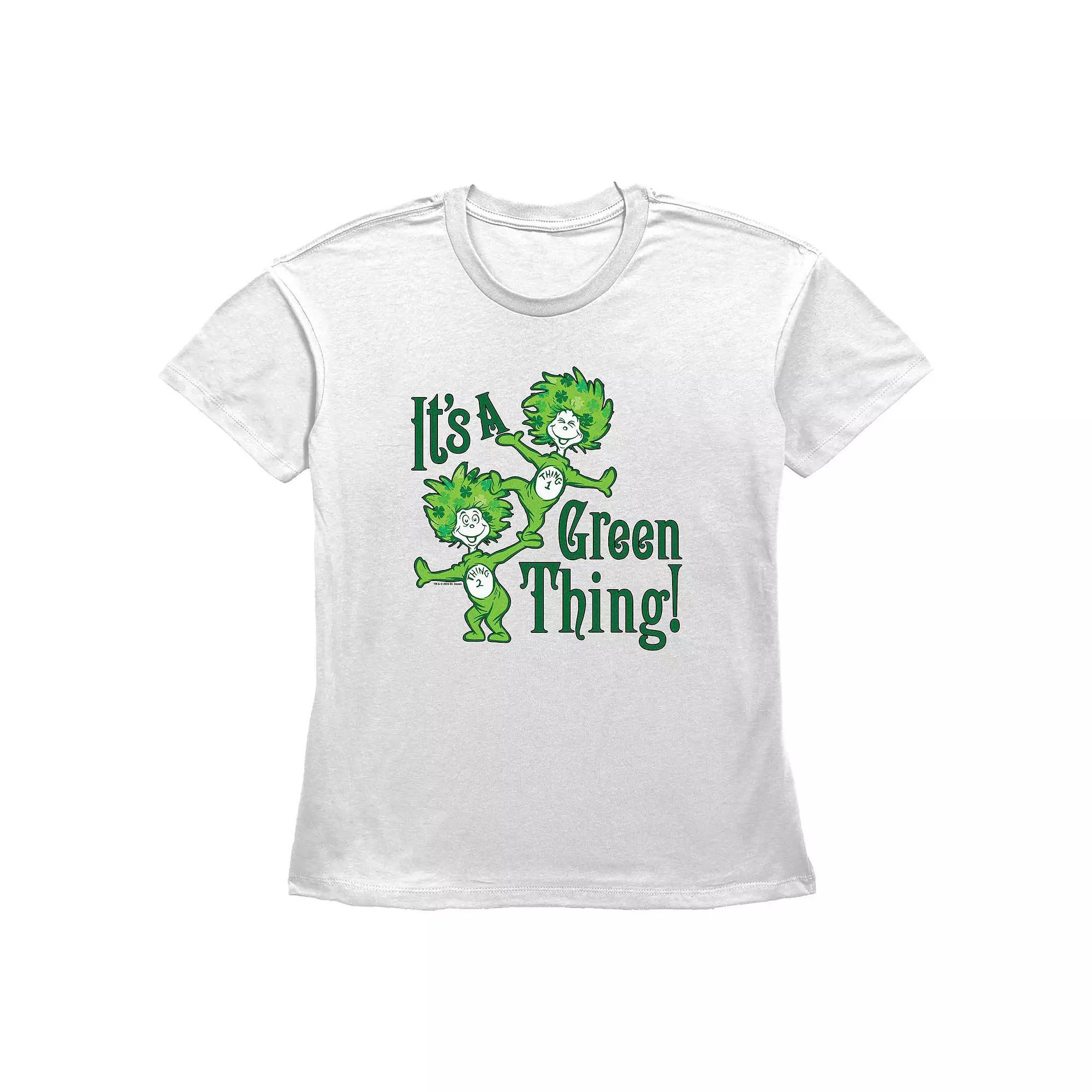 Women's Dr. Seuss Thing 1 And Thing 2 It's A Green Thing Graphic Tee, Size: XXL, White Product Image
