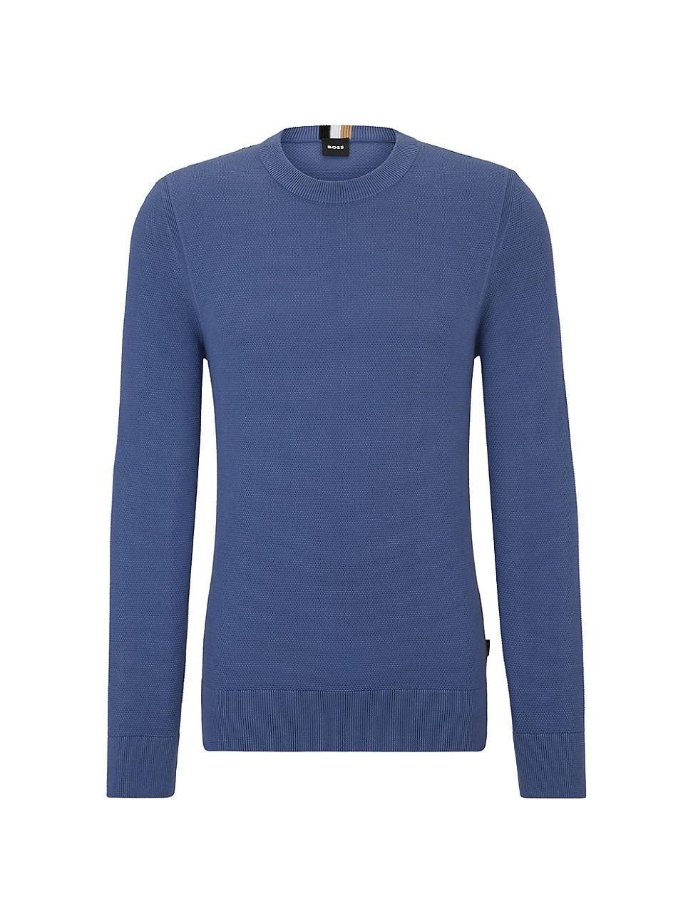 Mens Micro-Structured Crew-Neck Sweater in Cotton Product Image