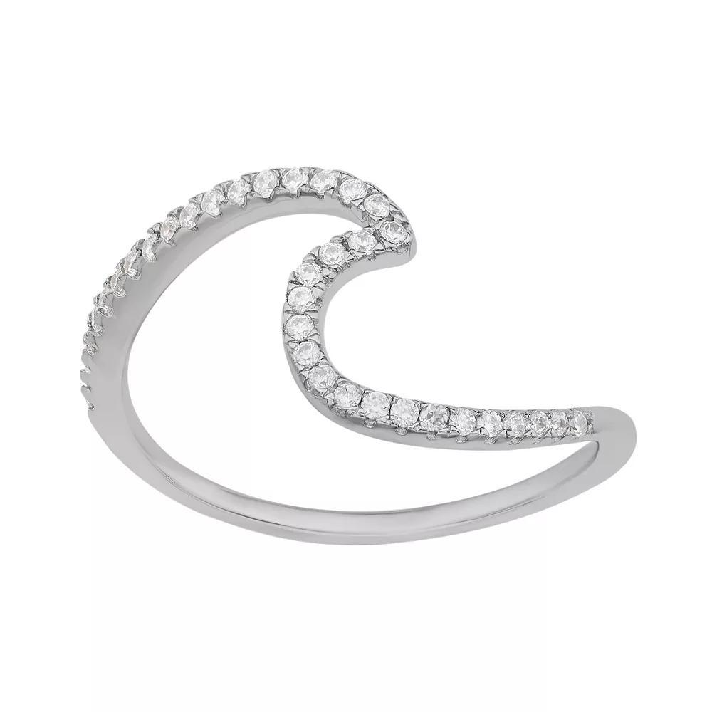 PRIMROSE Sterling Silver Cubic Zirconia Wave Ring, Women's, Size: 8 Product Image