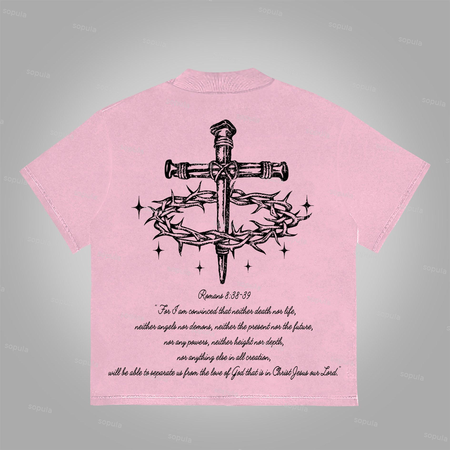 Sopula Jesus Portrait Cross Bible Graphic Print Cotton T-Shirt Product Image
