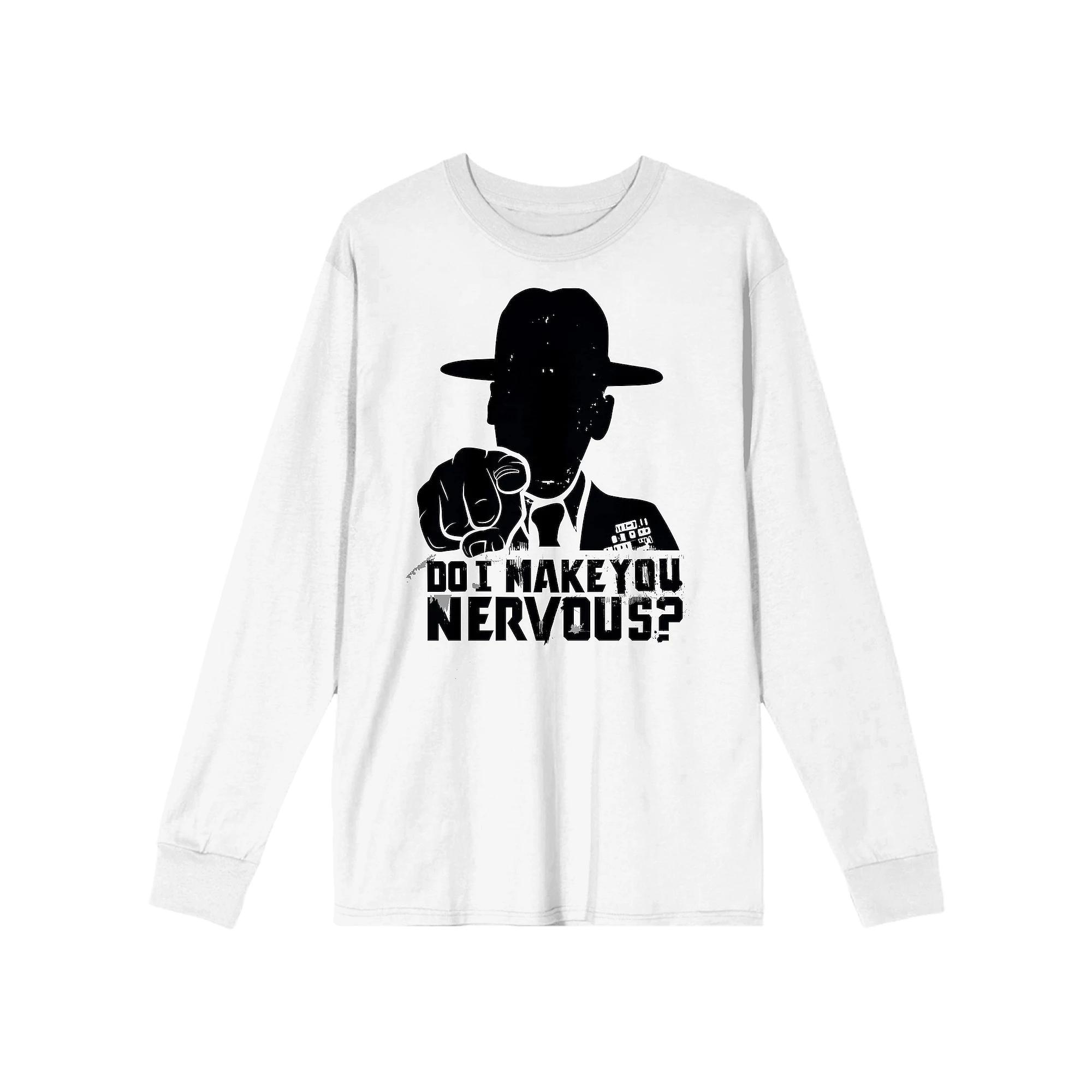 Men's Full Metal Jacket Hartman "Do I Make You Nervous" Long Sleeve Graphic Tee, Size: Medium, White Product Image