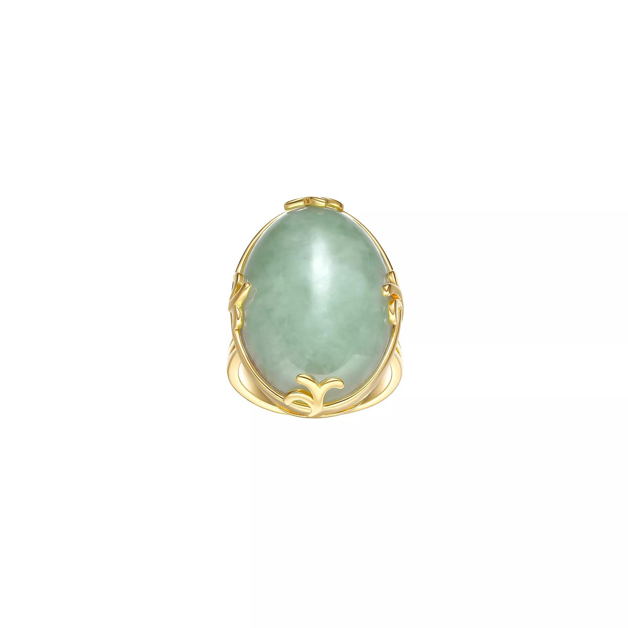 Dynasty Jade 18k Gold Over Sterling Silver Green Jade Ring, Women's, Size: 6 Product Image
