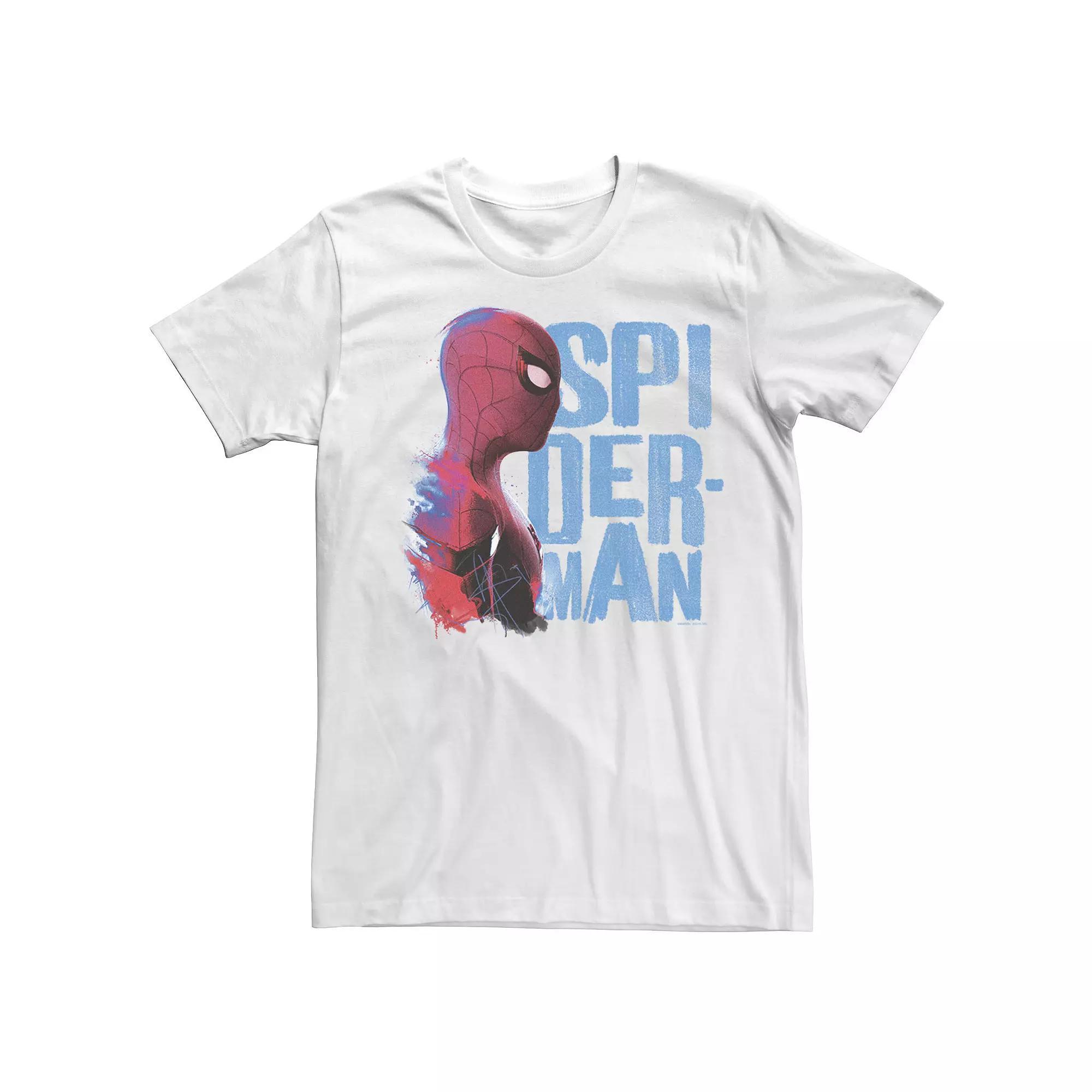 Men's Marvel Spider-Man Far From Home Side Profile Logo Stack Graphic Tee, Size: XXL, White Product Image