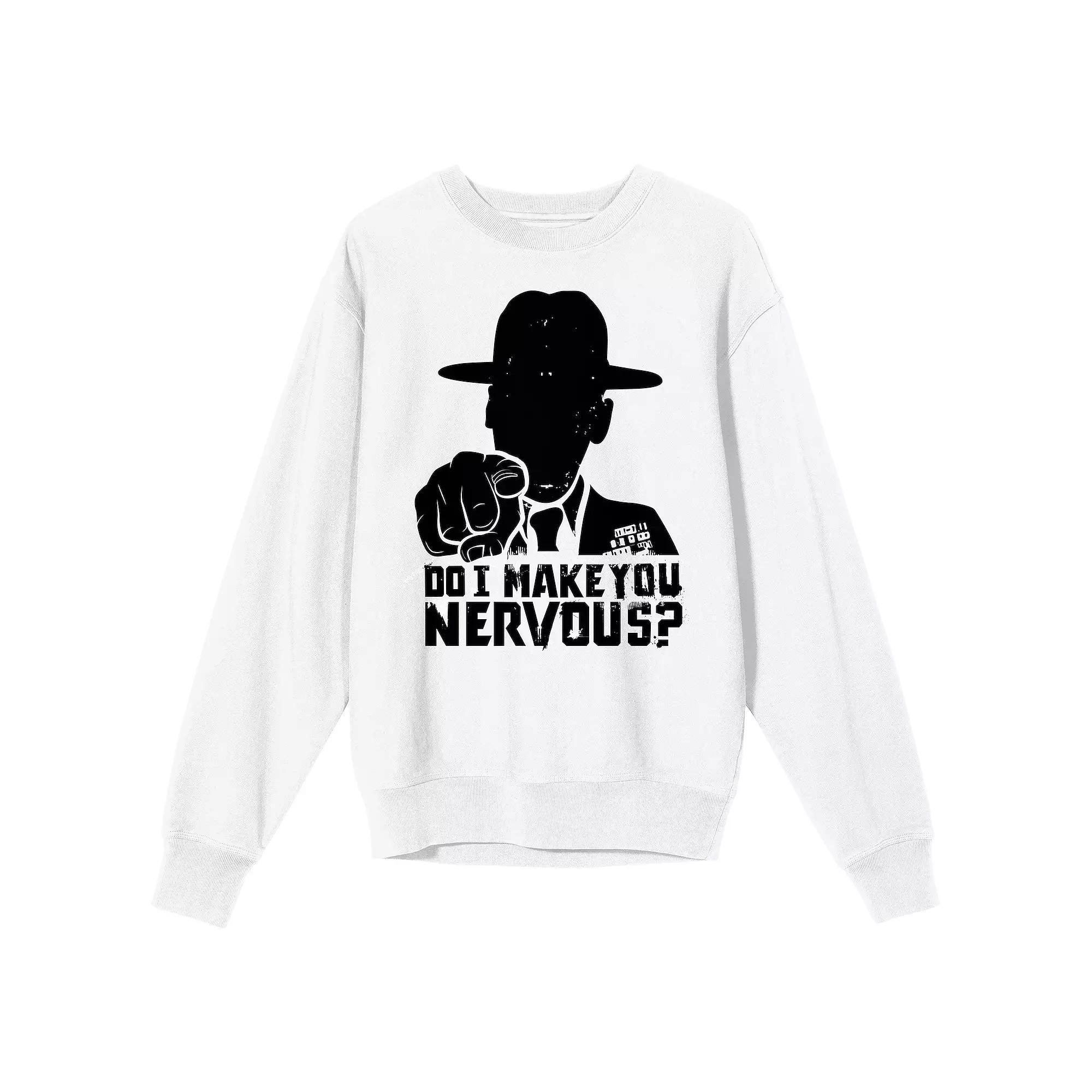 Men's Full Metal Jacket Gunner Sgt. Hartman "Nervous" Long Sleeve Graphic Tee, Size: XXL, White Product Image