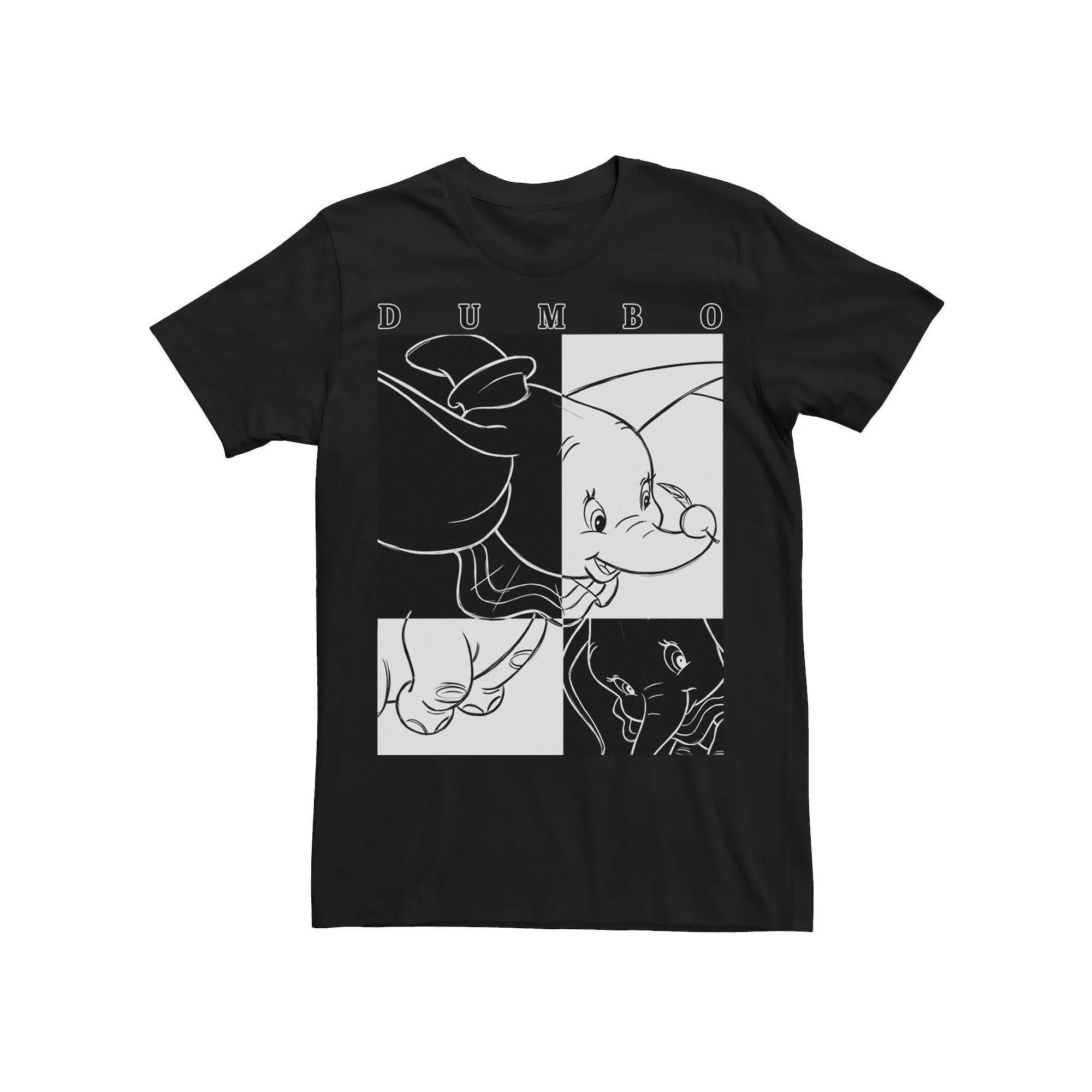 Disney's Dumbo Men's Contrast Black And White Line Art Poster Tee, Size: Large Product Image