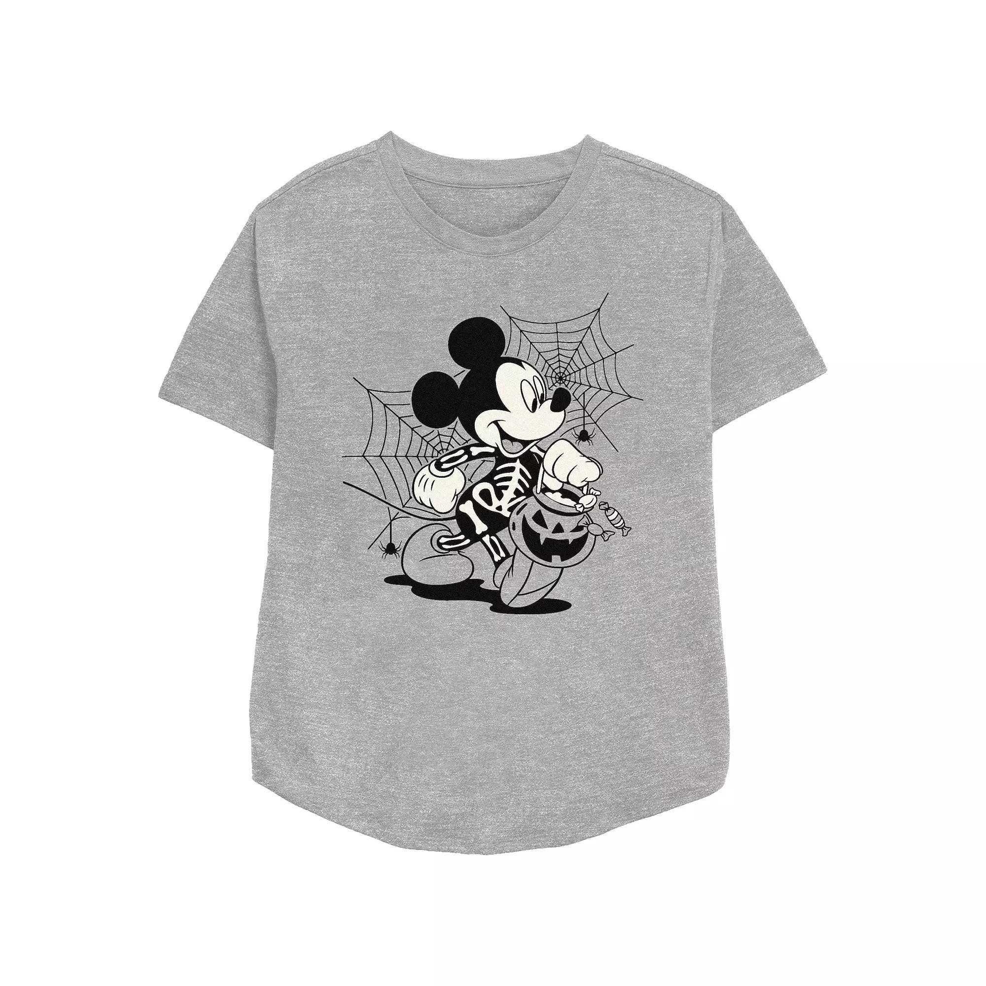Disney's Mickey Mouse Skeleton Trick Or Treater Women's Relaxed Fit Graphic Tee, Size: XXL, Athletic Grey Product Image
