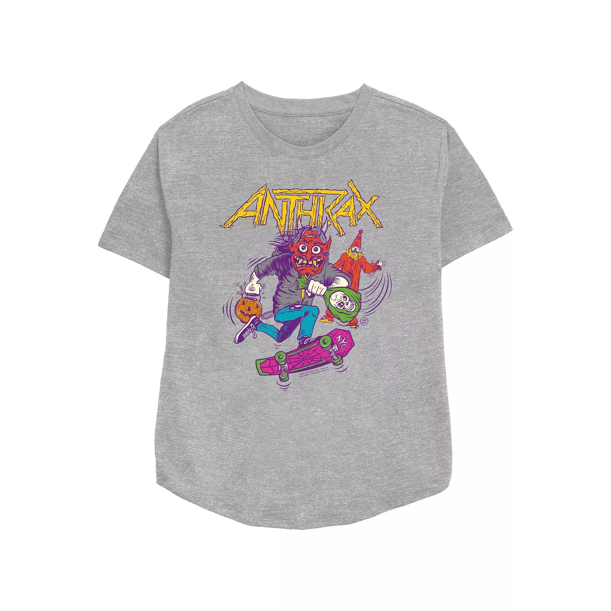 Women's Anthrax Trick Or Treating Relaxed Fit Graphic Tee, Size: XXL, Athletic Grey Product Image