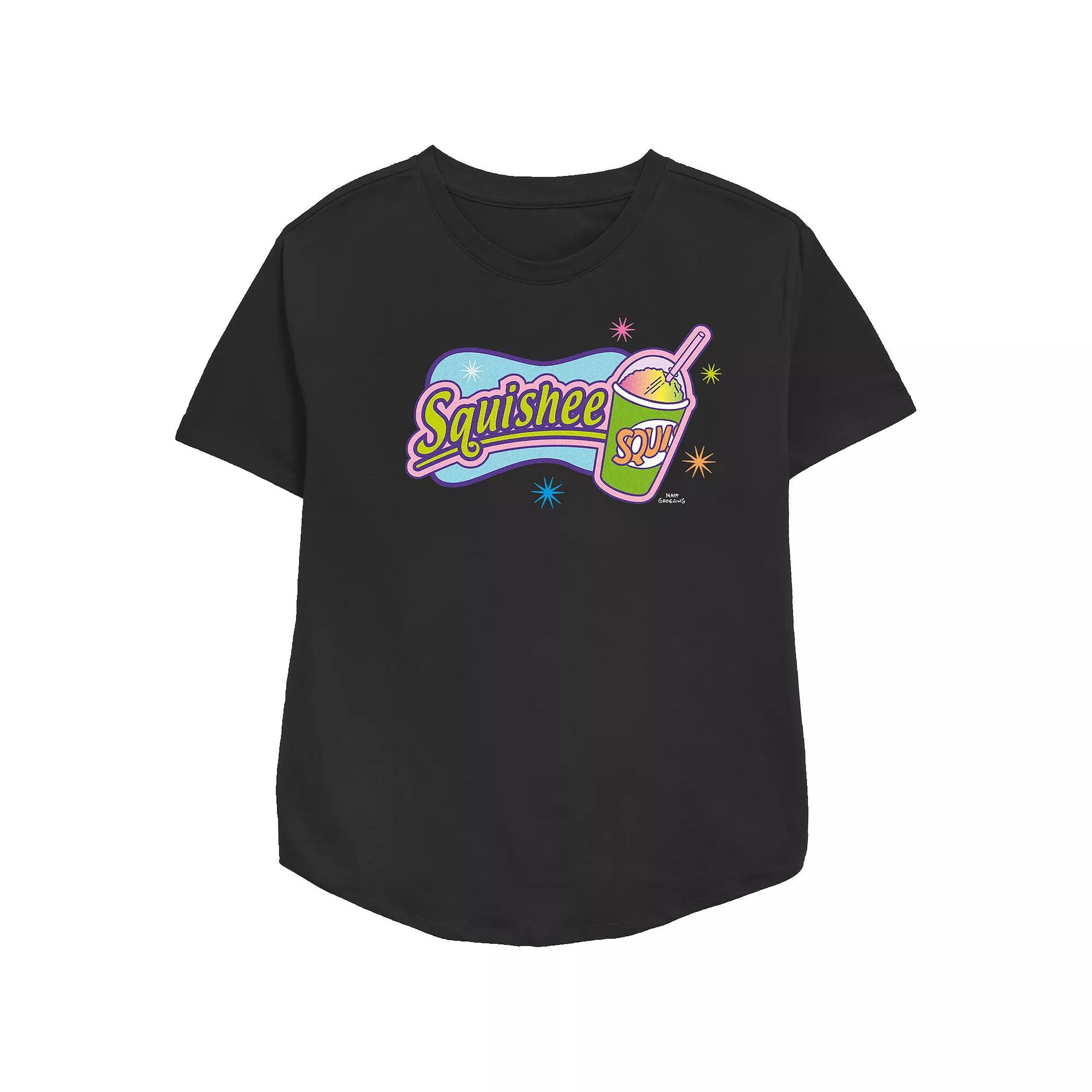 Women's The Simpsons Squishee Logo Relaxed Fit Graphic Tee, Girl's, Size: Medium, Black Product Image