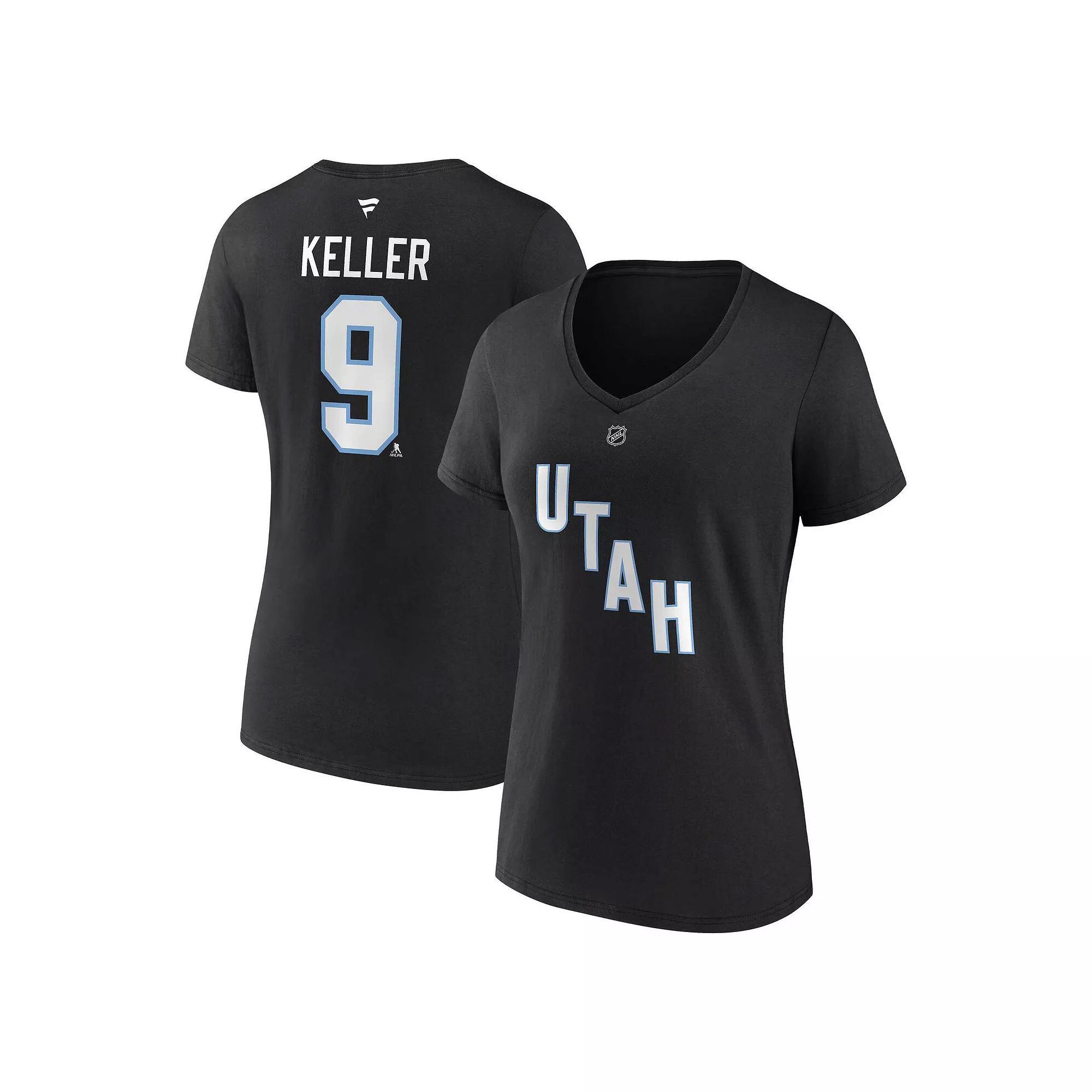 Women's Fanatics Clayton Keller Black Utah Hockey Club Authentic Stack Name & Number V-Neck T-Shirt, Size: XL, Ute Black Product Image