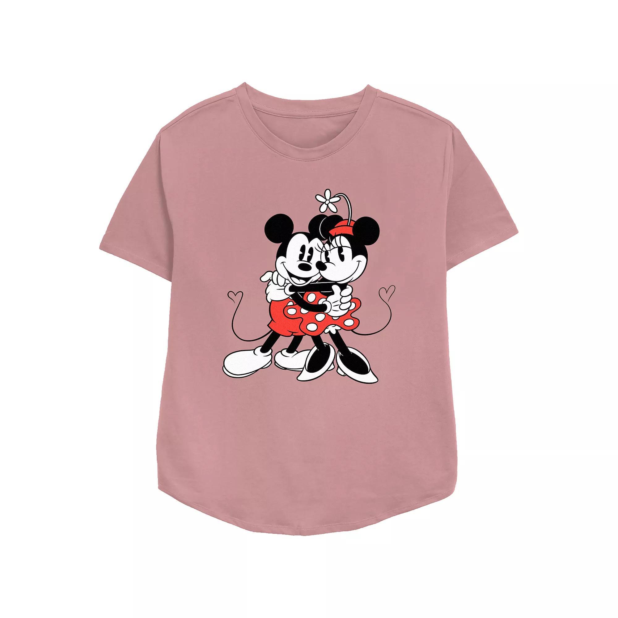 Disney's Mickey Mouse And Minnie Mouse Sweet Hug Women's Relaxed Fit Graphic Tee, Size: XXL, Pink Product Image