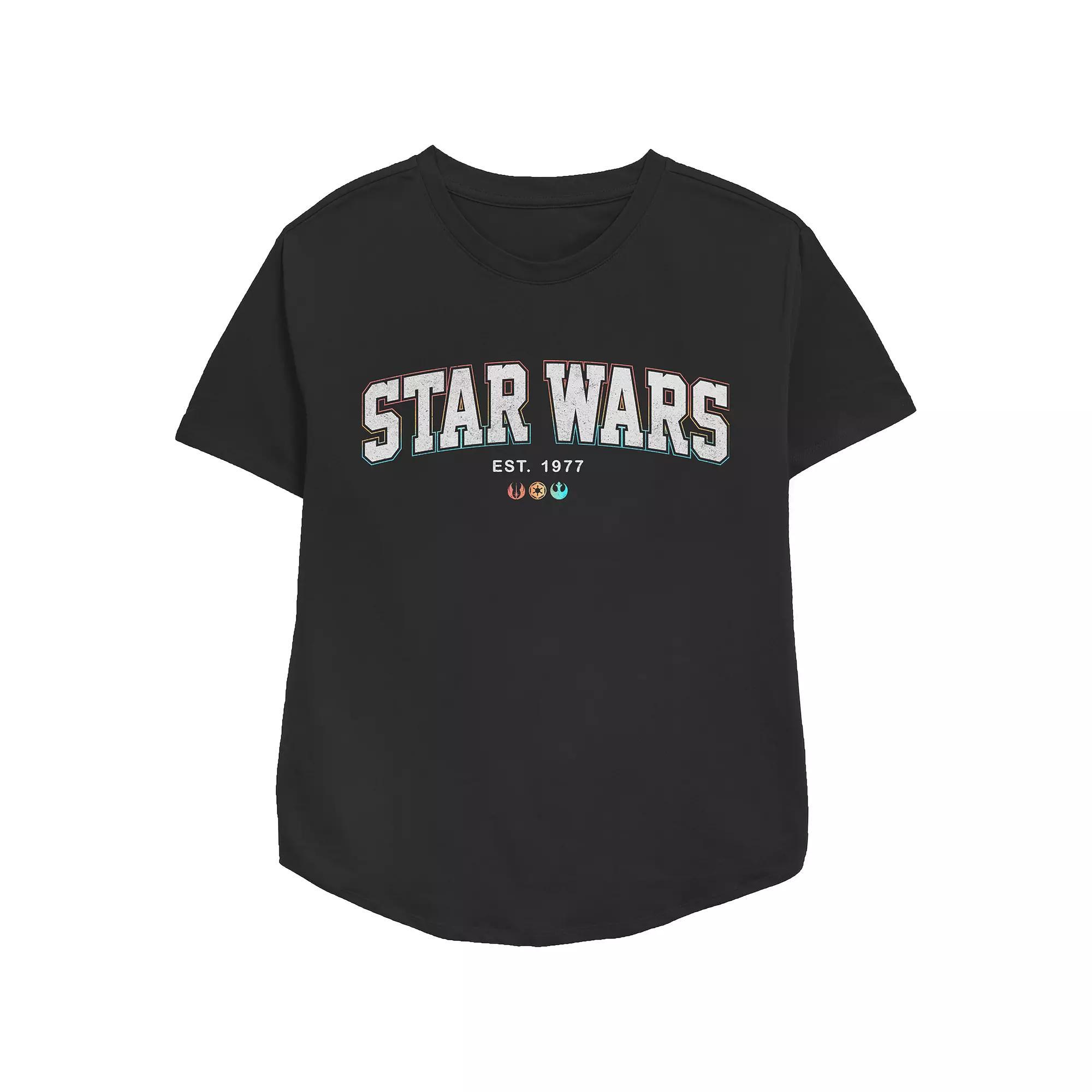 Women's Star Wars Est. 1977 Relaxed Fit Graphic Tee, Girl's, Size: Small, Black Product Image