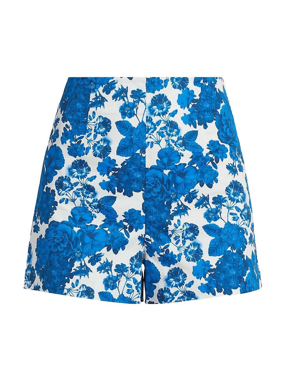 Womens Danny Floral Cotton High-Waisted Shorts Size 0 Product Image