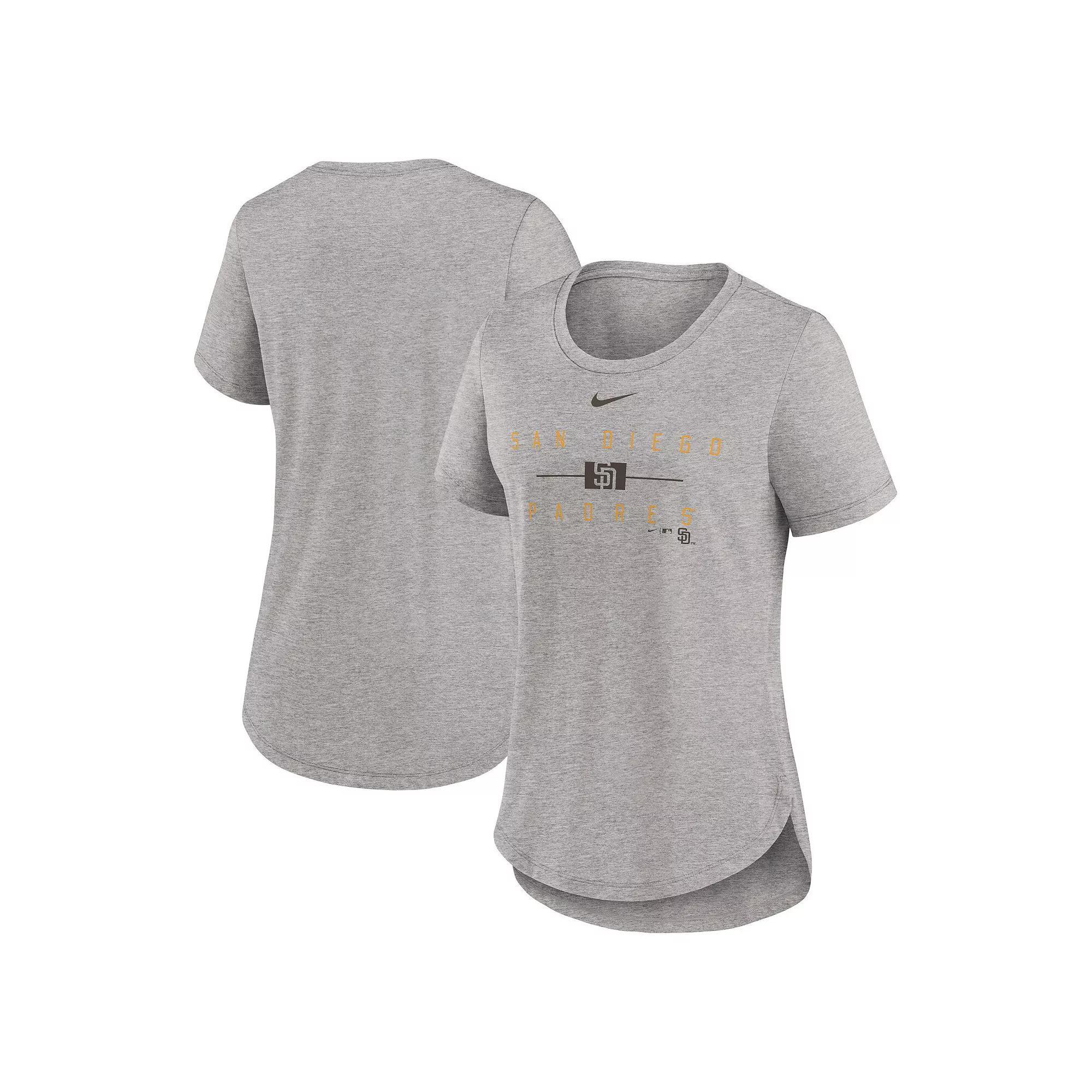 Women's Nike Heather Charcoal San Diego Padres Knockout Team Stack Tri-Blend T-Shirt, Size: XS Product Image