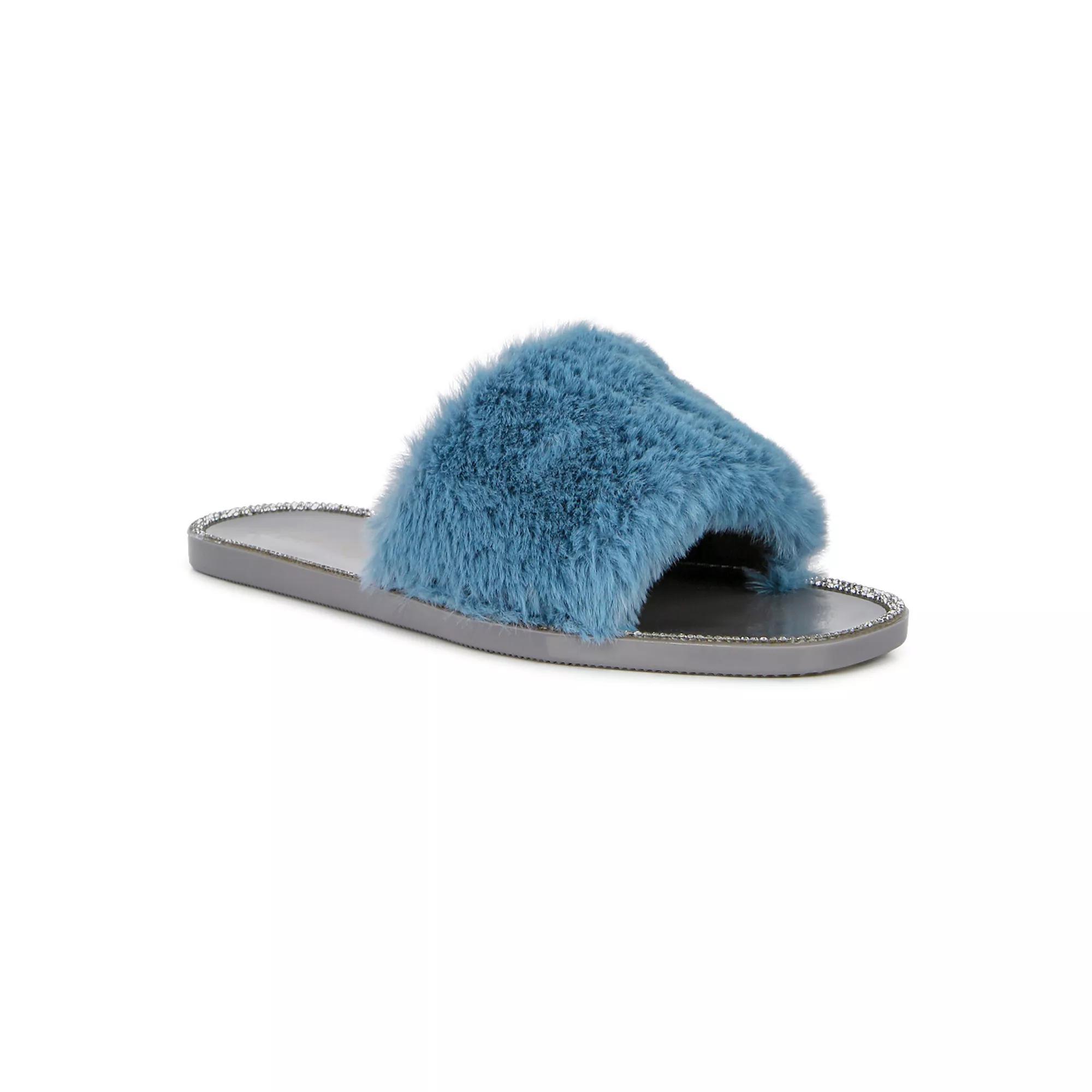 London Rag Geese Womens Faux-Fur Slide Sandals Product Image