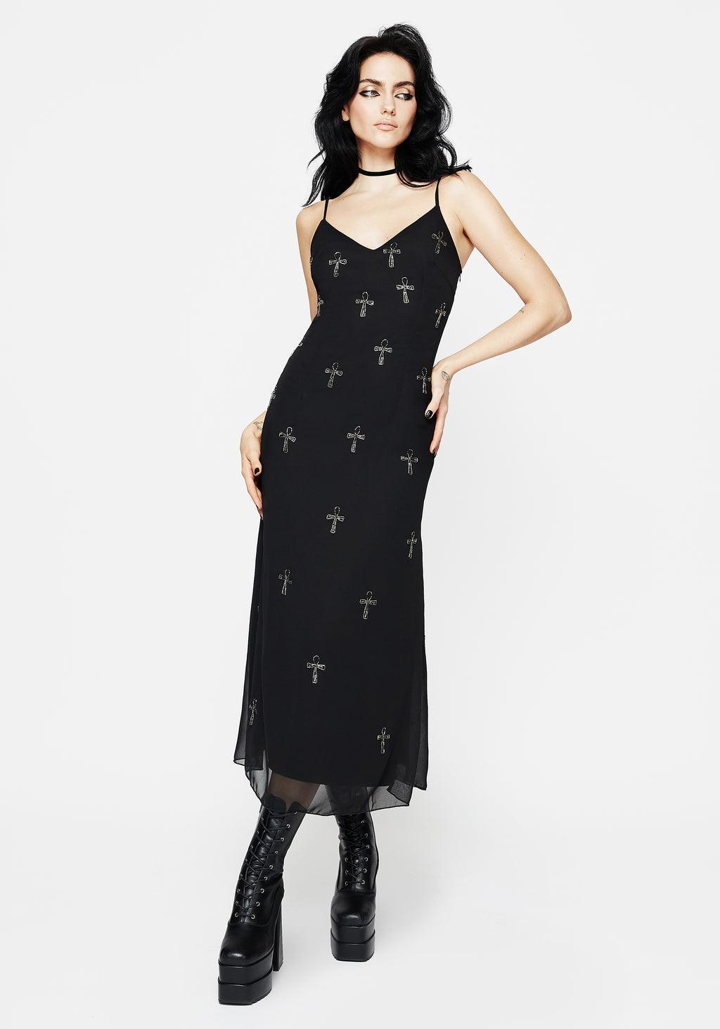 Ankh Beaded Chiffon Midaxi Cami Dress Product Image