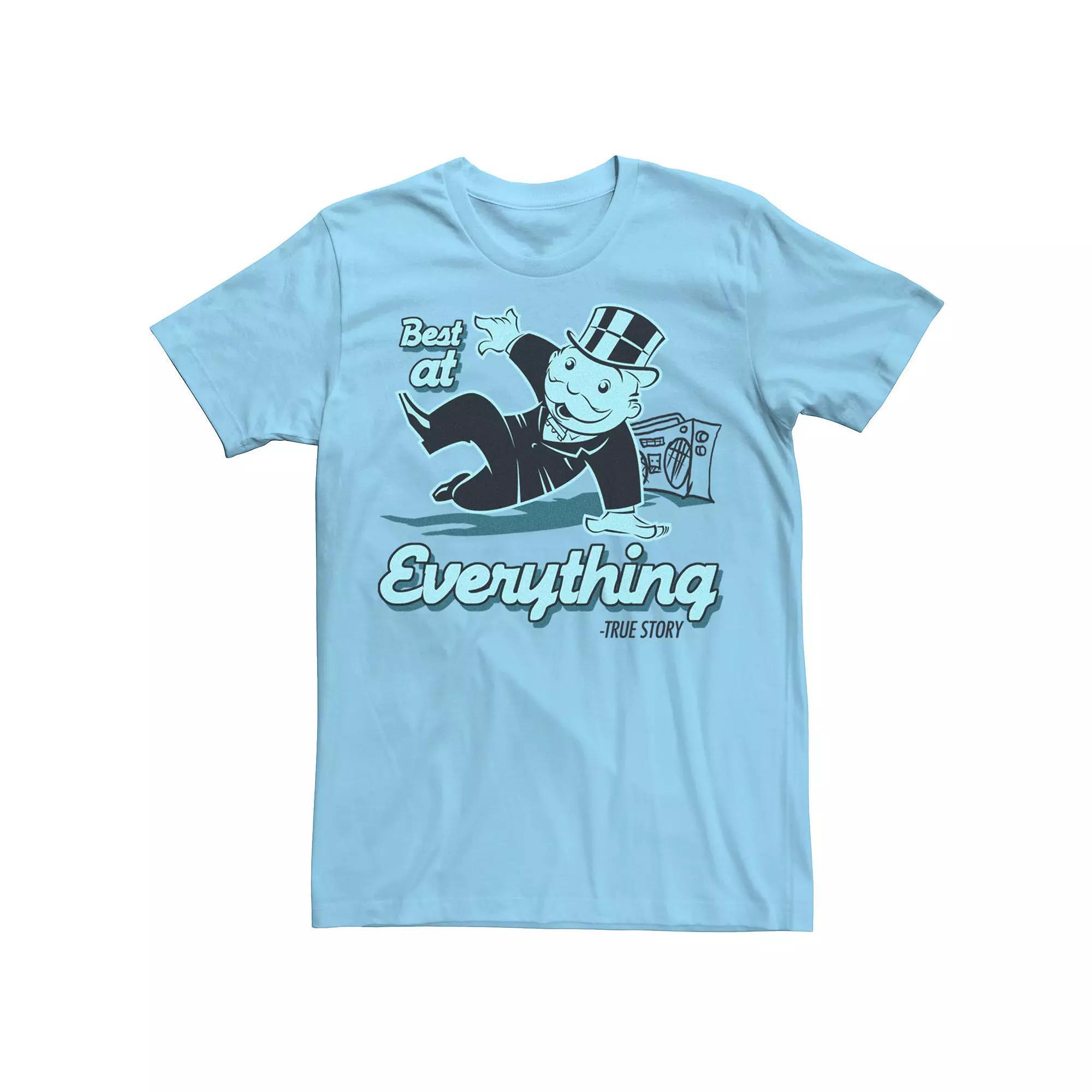 Men's Monopoly Man Breakdancing Graphic Tee, Size: Large, Light Blue Product Image