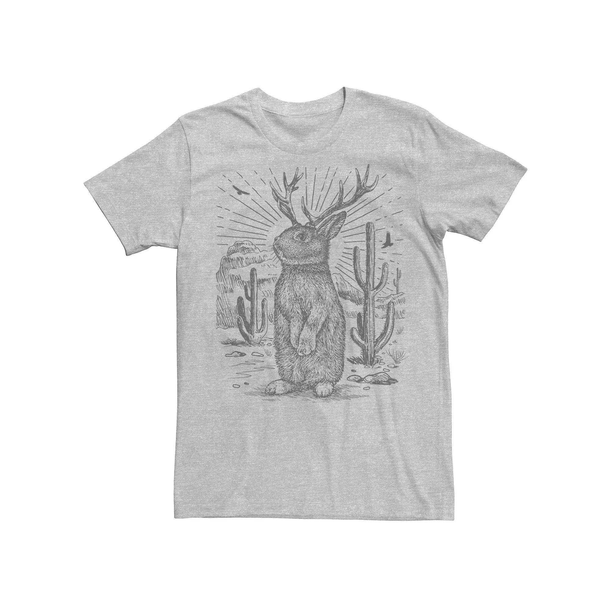 Men's Jackalope Line Art Graphic Tee, Size: Large, Athletic Grey Product Image