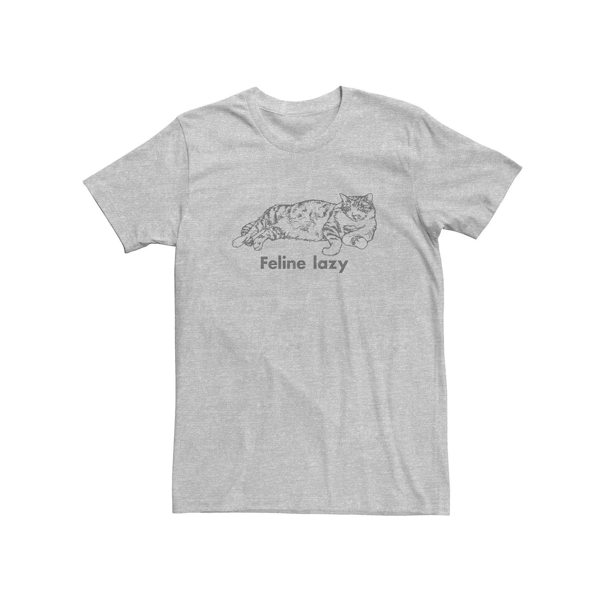 Men's Feline Lazy Graphic Tee, Size: 3XL, Athletic Grey Product Image