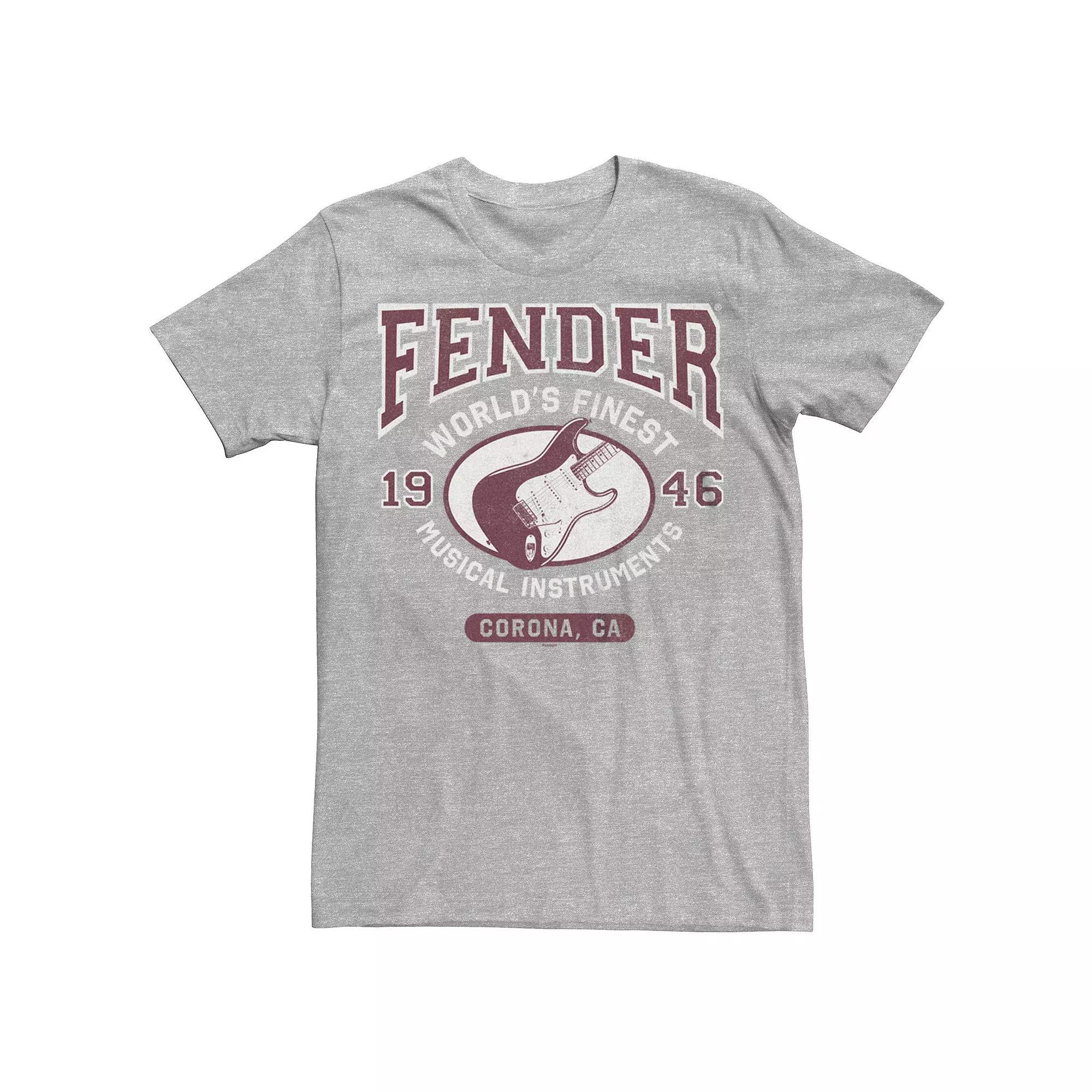 Big & Tall Fender World's Finest Musical Instruments 1946 Guitar Graphic Tee, Men's, Size: XXL Tall, Athletic Grey Product Image