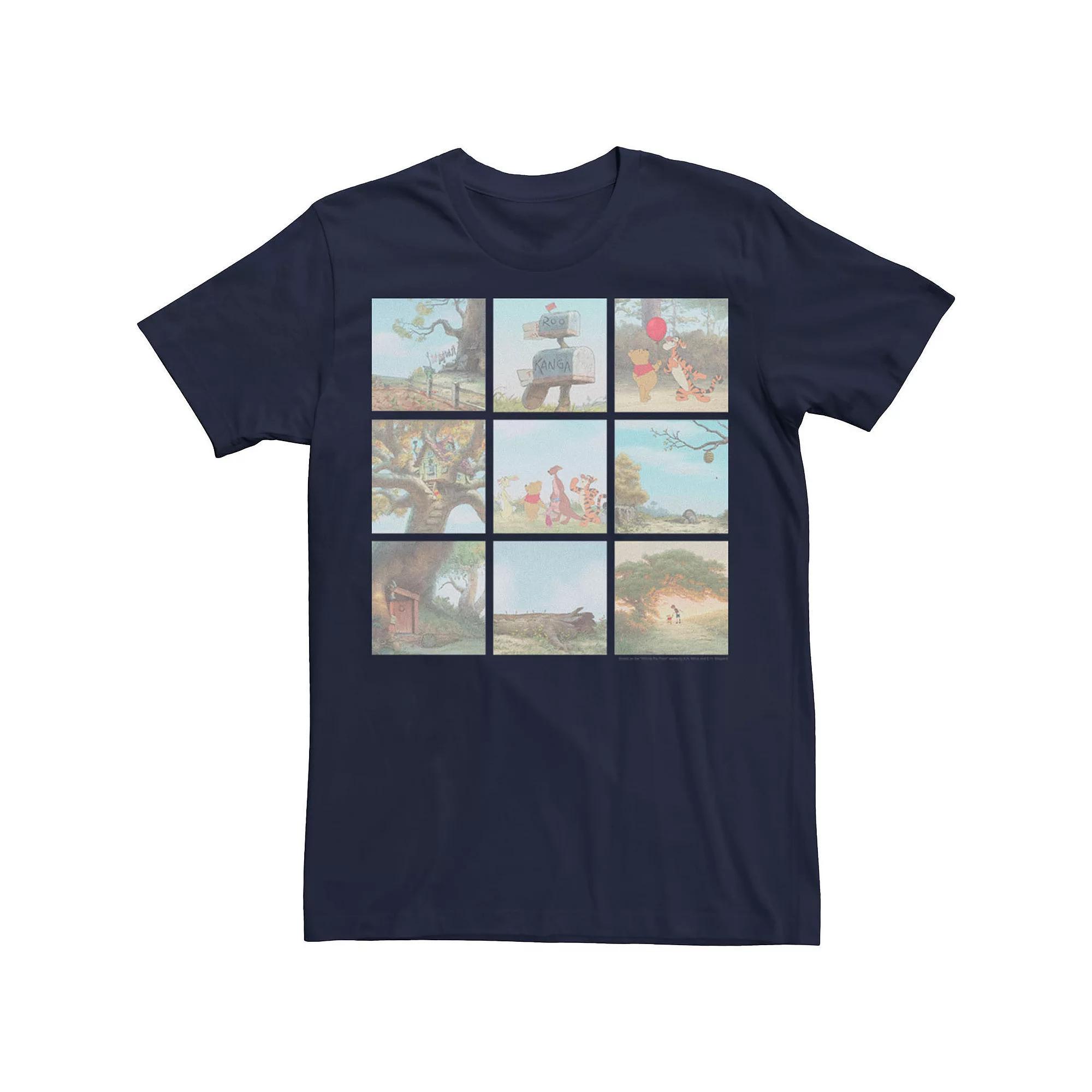 Disney's Winnie The Pooh Men's Scene Pane Tee, Size: Large, Blue Product Image