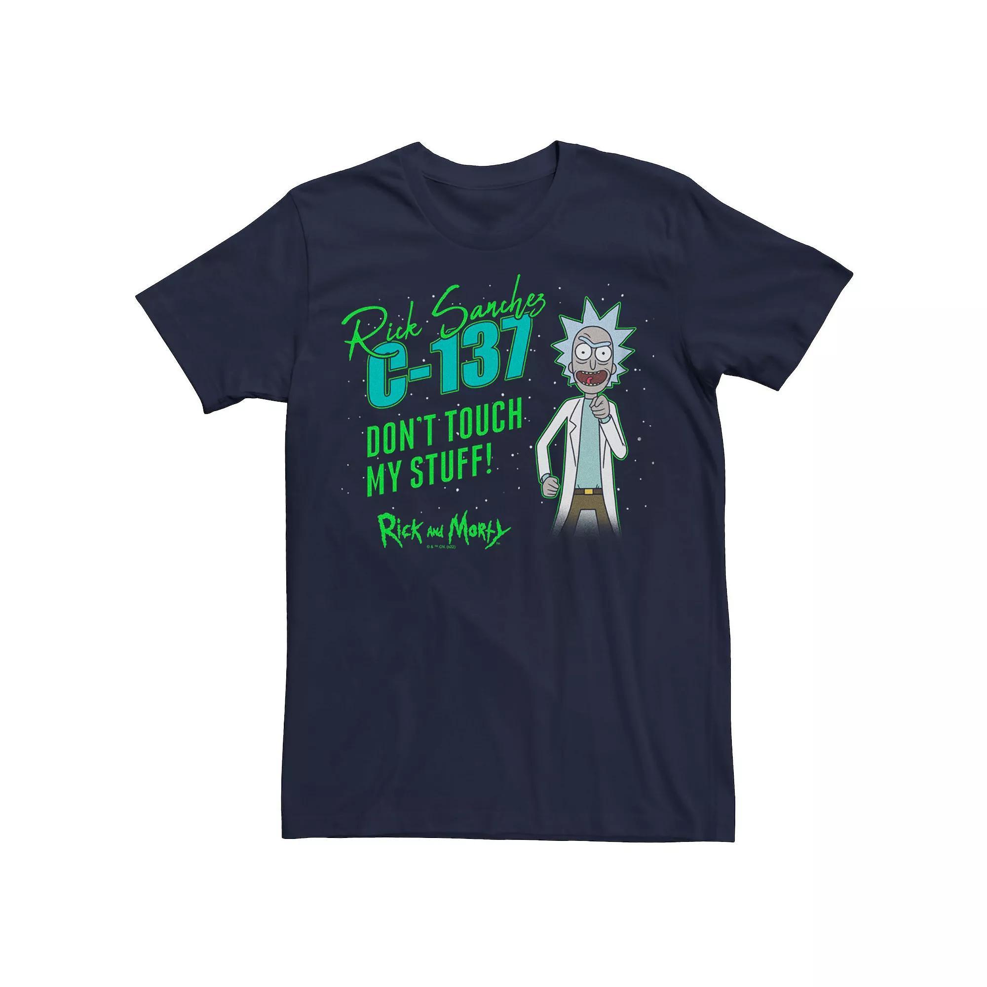 Men's Rick And Morty C-137 Don't Touch My Stuff Graphic Tee, Size: Medium, Blue Product Image