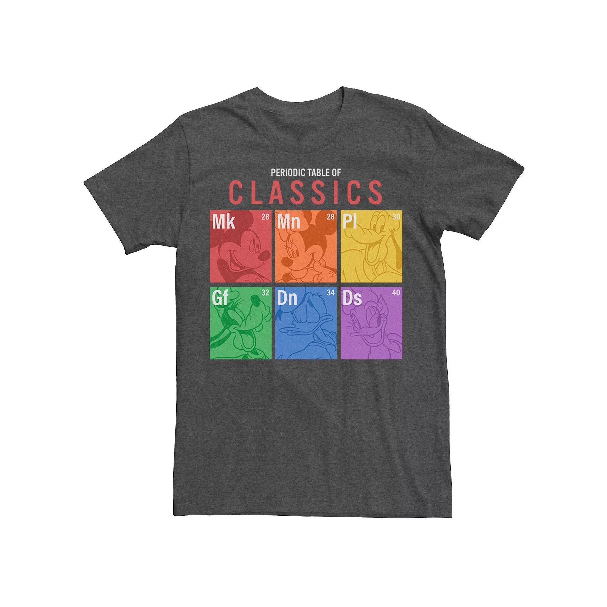 Disney's Mickey & Friends Periodic Square Colorful Panels Men's Tee, Size: 3XL, Grey Heather Product Image