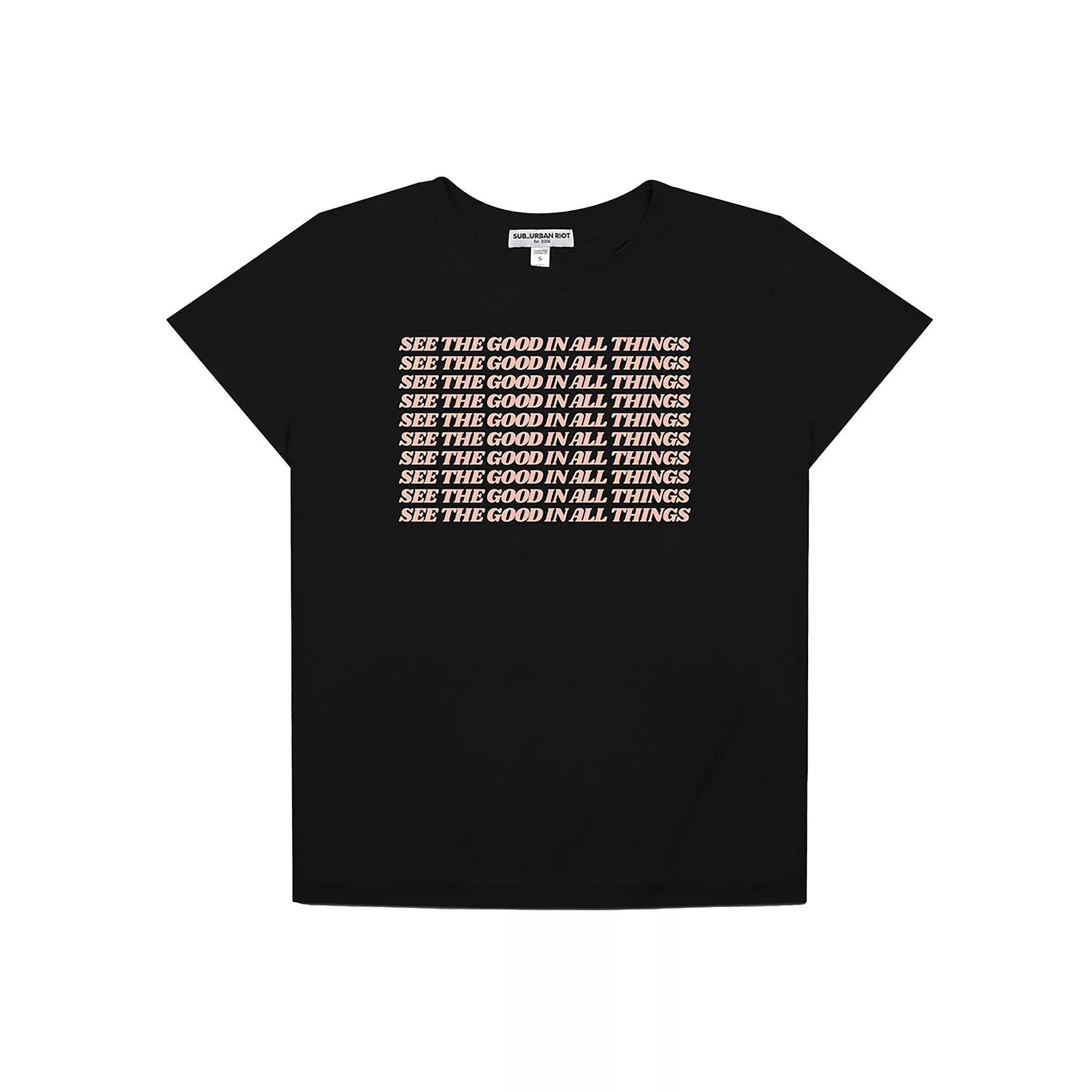 Women's Suburban Riot See the Good in All Things Loose Fit Graphic Tee, Girl's, Size: XS, Black Product Image