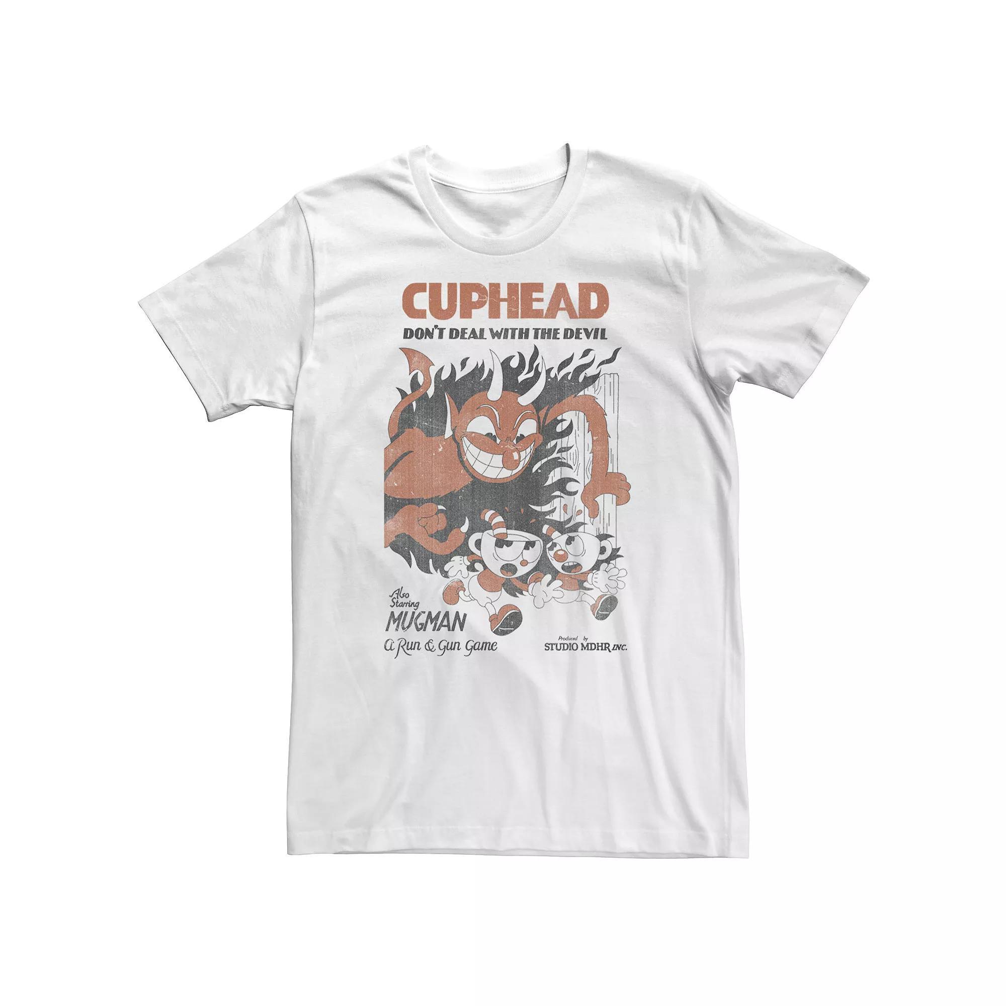 Big & Tall Cuphead & Mugman Running From The Devil Tee, Men's, Size: 3XL Tall, White Product Image