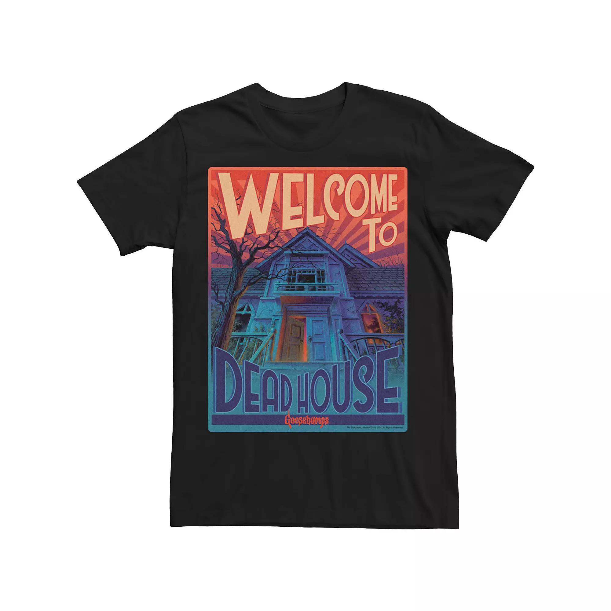 Men's Goosebumps Welcome To Deadhouse Cover Poster Tee, Size: Medium, Black Product Image