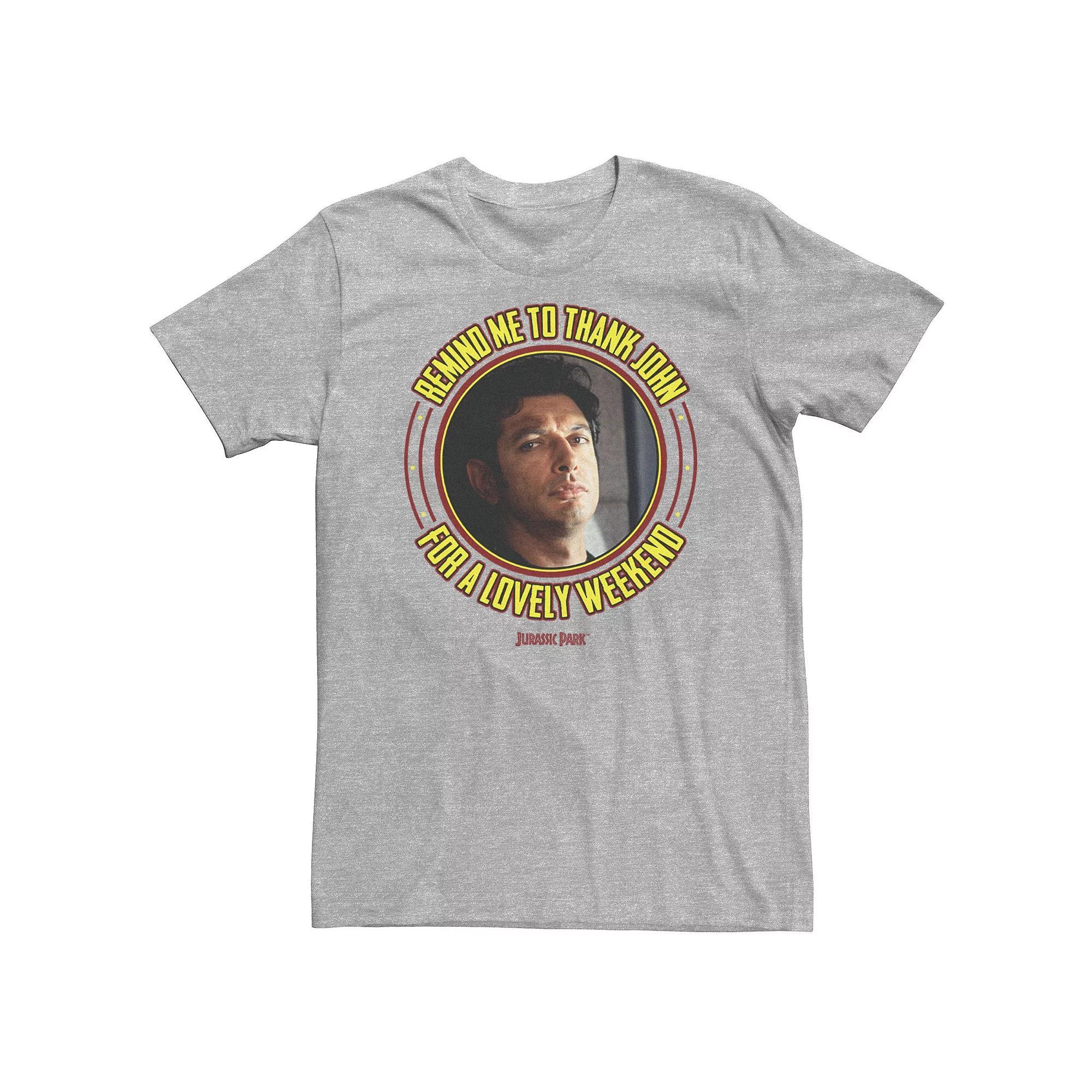 Big & Tall Jurassic Park "Remind Me To Thank John For The Weekend" Tee, Men's, Size: XXL Tall, Athletic Grey Product Image