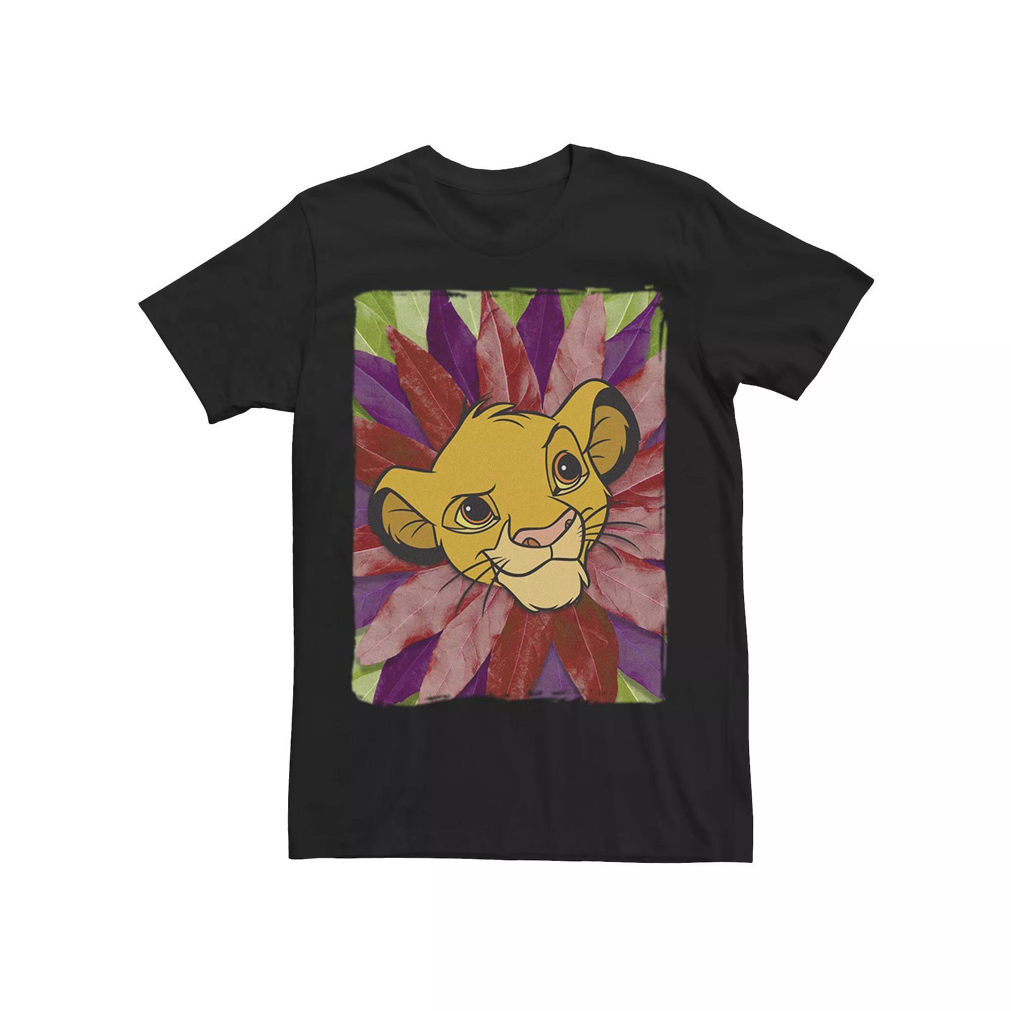 Men's Disney's The Lion King Kid Simba With A Leaf Mane Tee, Size: XXL, Black Product Image