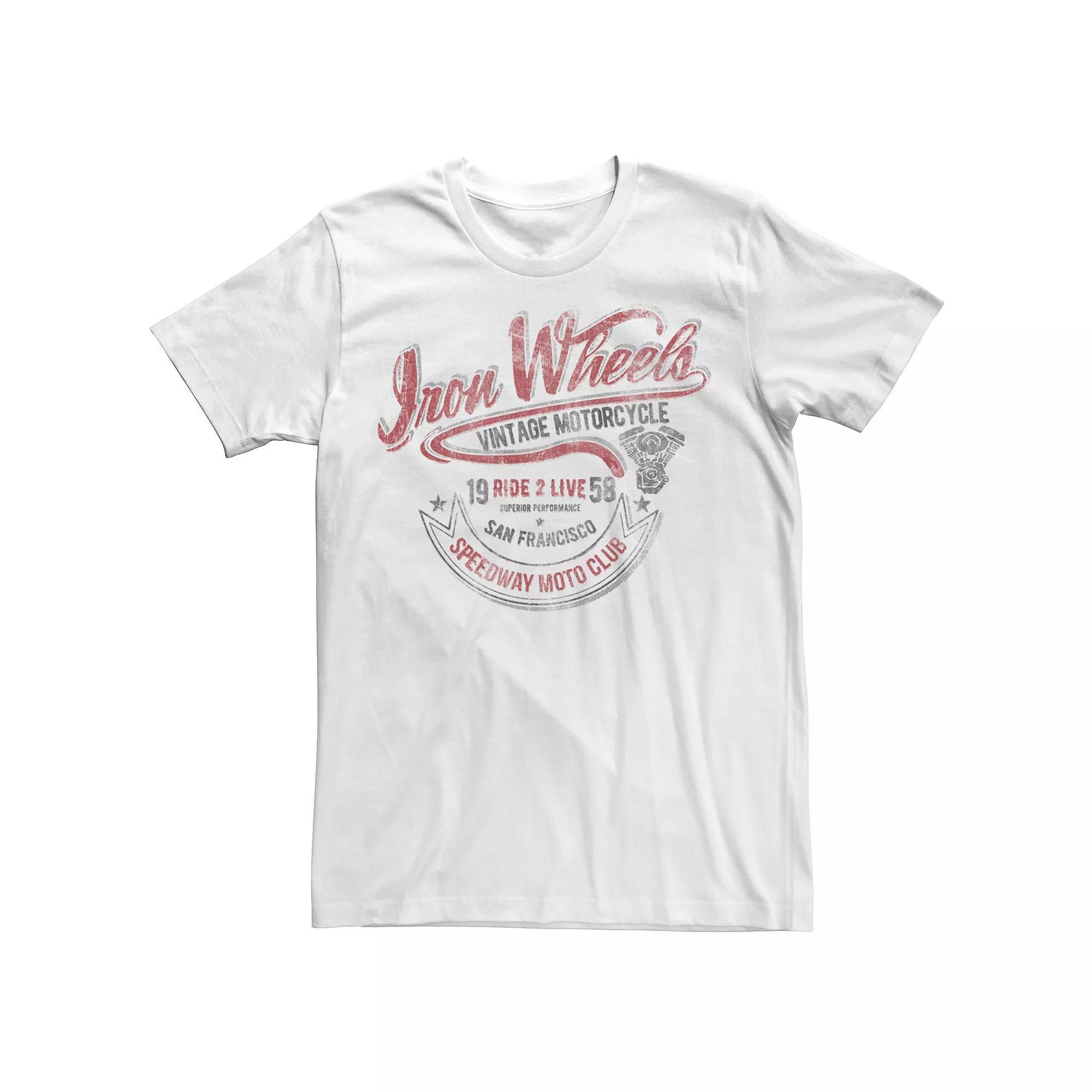 Big & Tall Iron Wheels Speedway Moto Club Vintage Tee, Men's, Size: 4XL, White Product Image