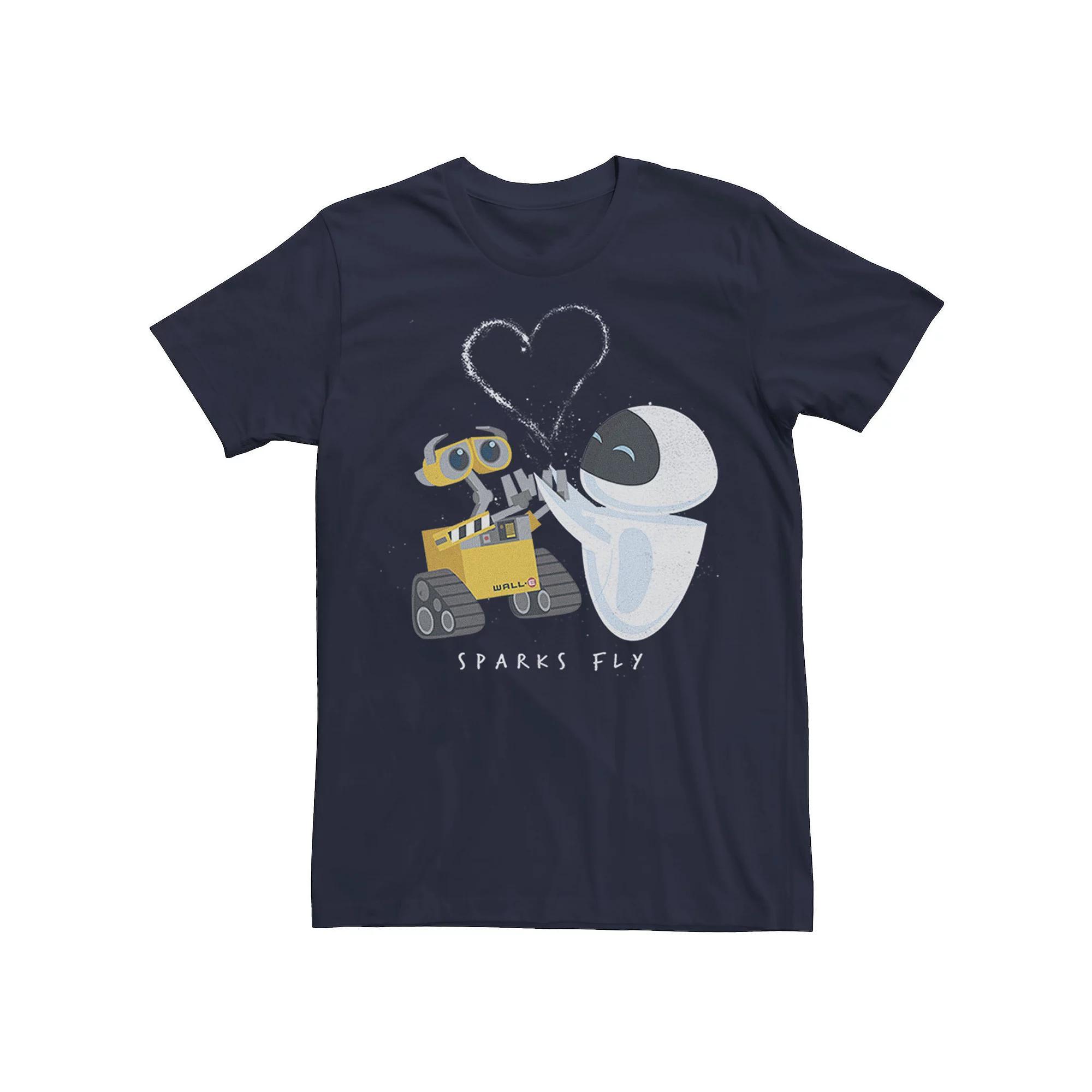 Disney / Pixar's WALL-E & Eve Men's Sparks Fly Tee, Size: Small, Blue Product Image