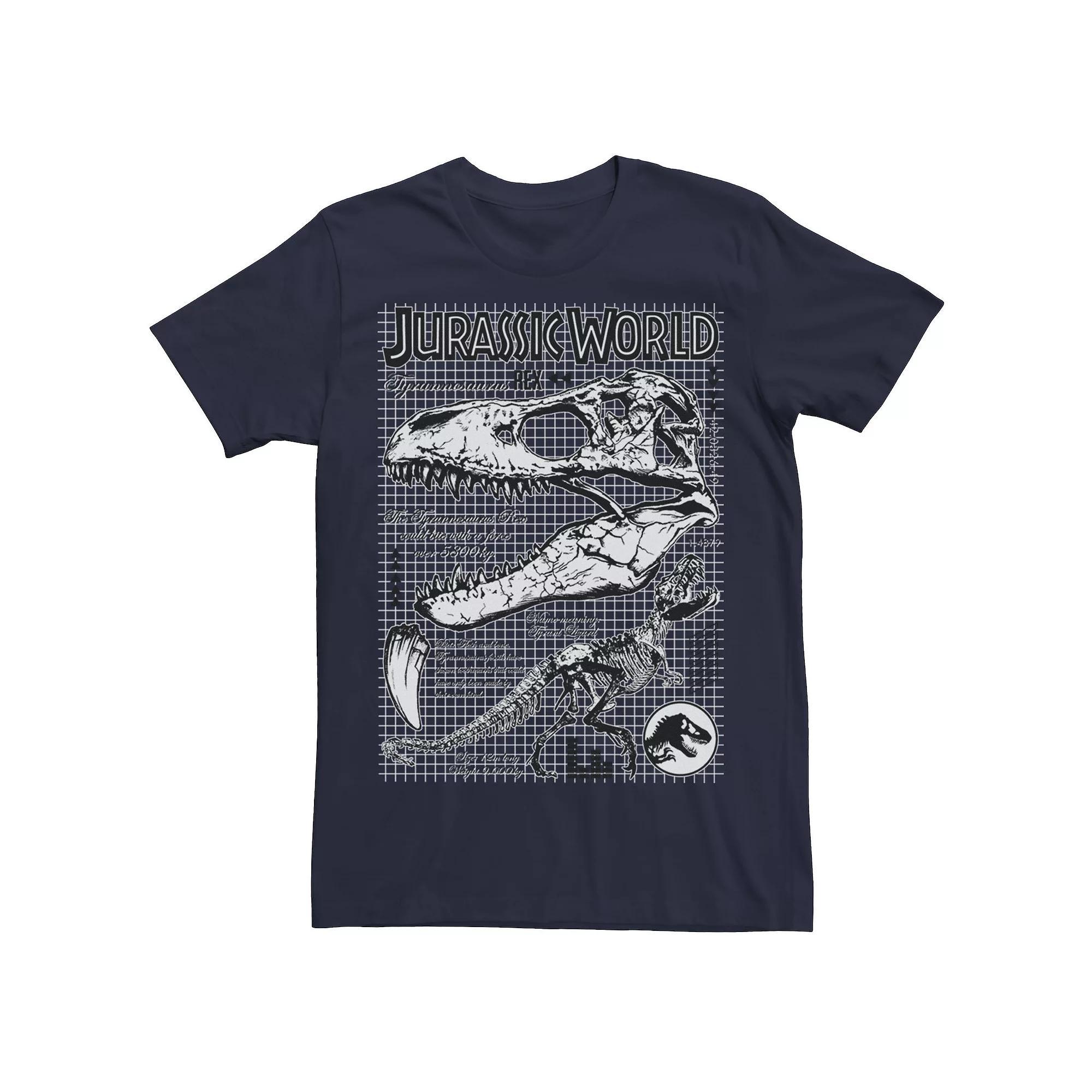 Men's Jurassic World Two T-Rex Bones Schematic Graphic Tee, Size: Large, Grey Heather Product Image