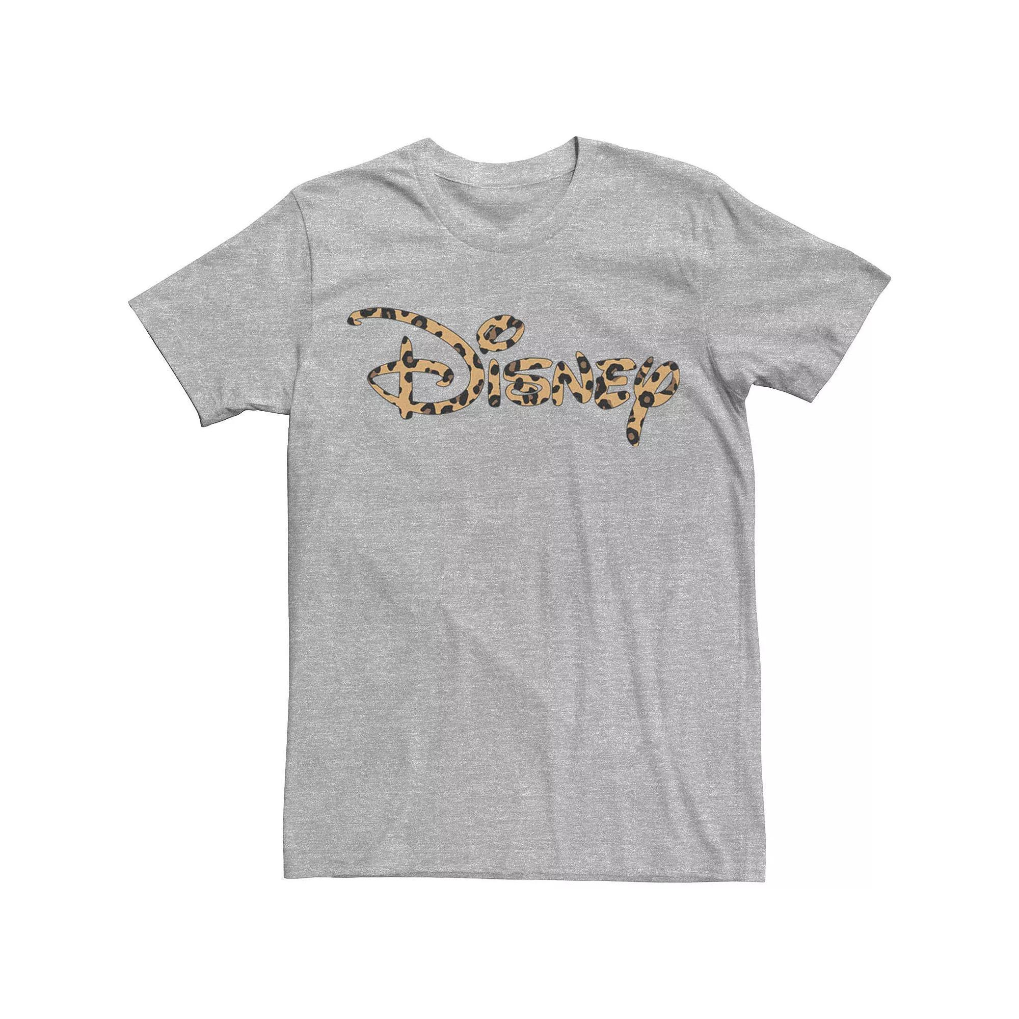 Disney's Logo Leopard Fill Men's Tee, Size: Medium, Athletic Grey Product Image