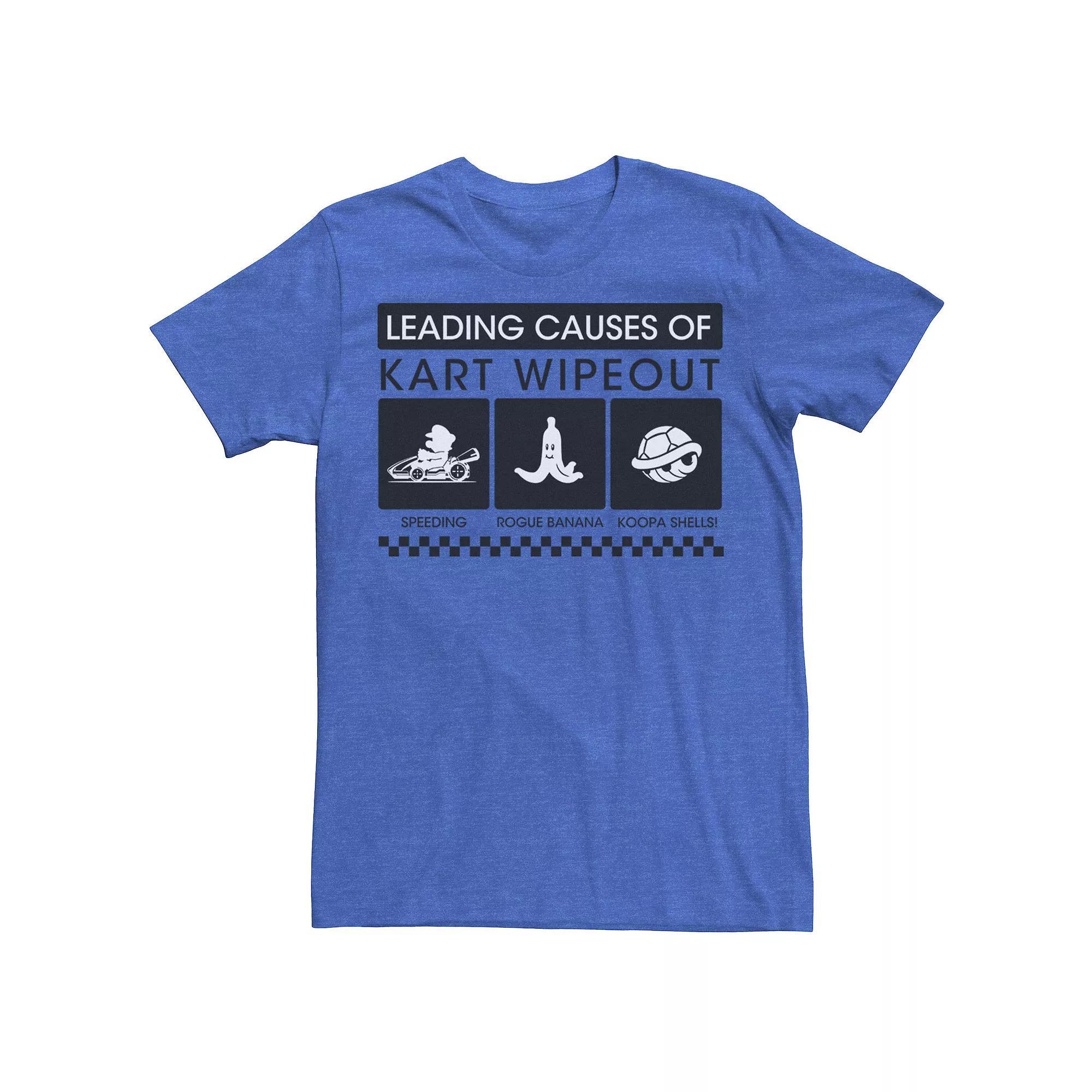 Men's Nintendo Mario Kart Leading Causes Of Kart Wipeout Tee, Size: 3XL, Royal Grey Product Image
