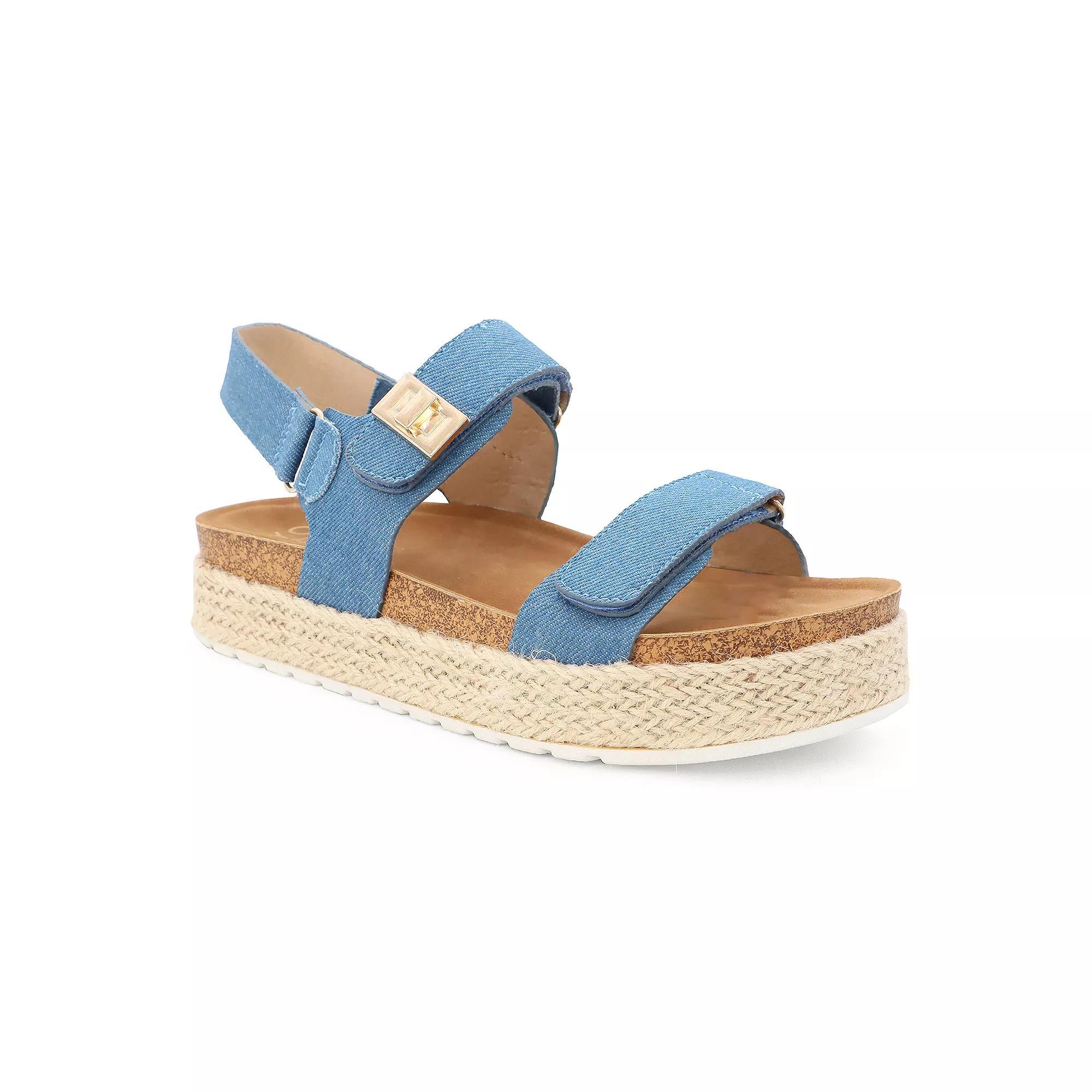 Yoki CHIARA-20 Women's Platform Espadrille Double Strap Open Toe Sandals, Size: 8.5, Blue Product Image