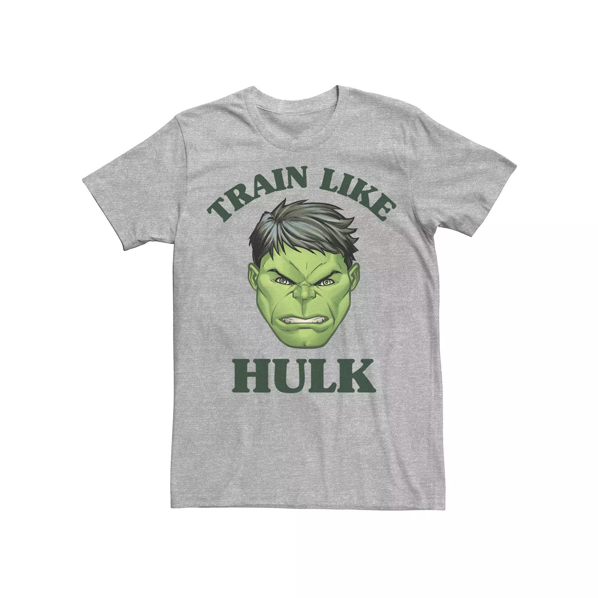 Men's Marvel Train Like Hulk Head Shot Graphic Tee, Size: Medium, Athletic Grey Product Image