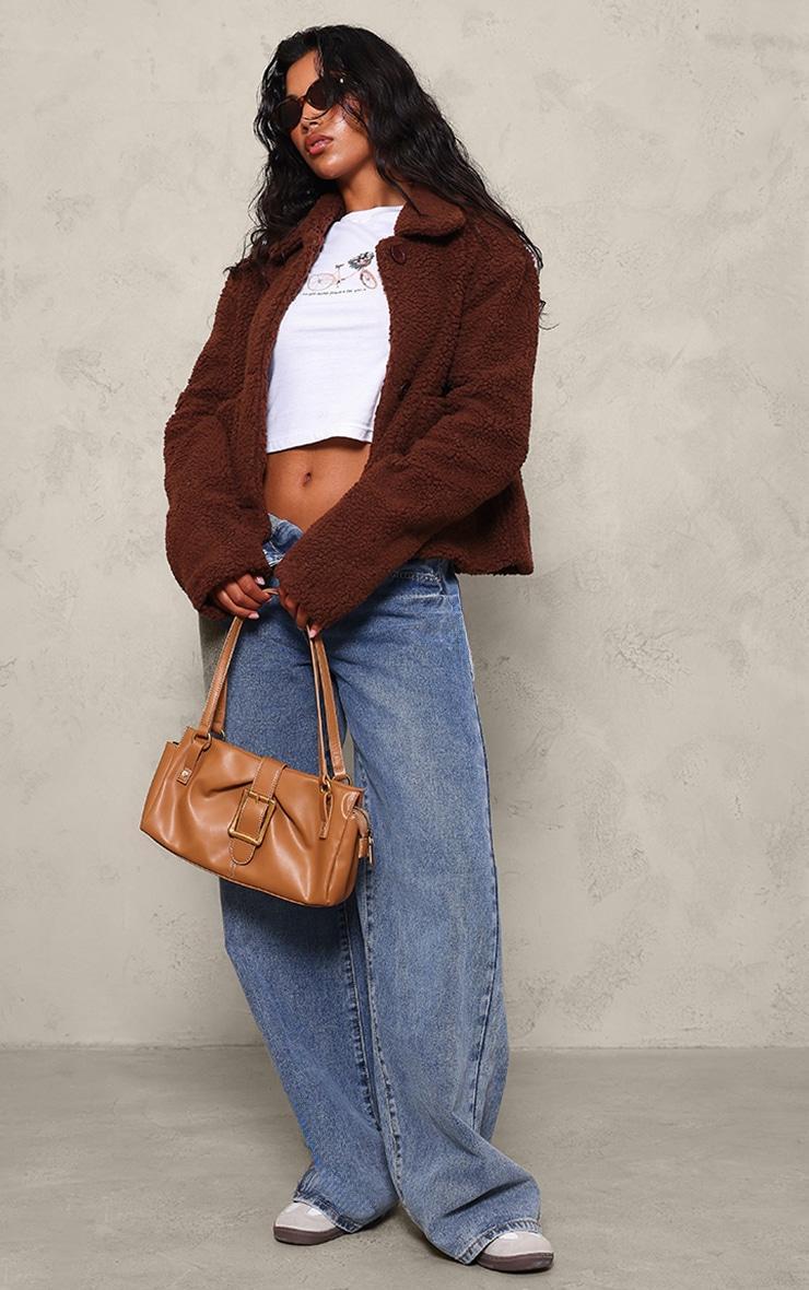 Chocolate Cropped Teddy Coat Product Image