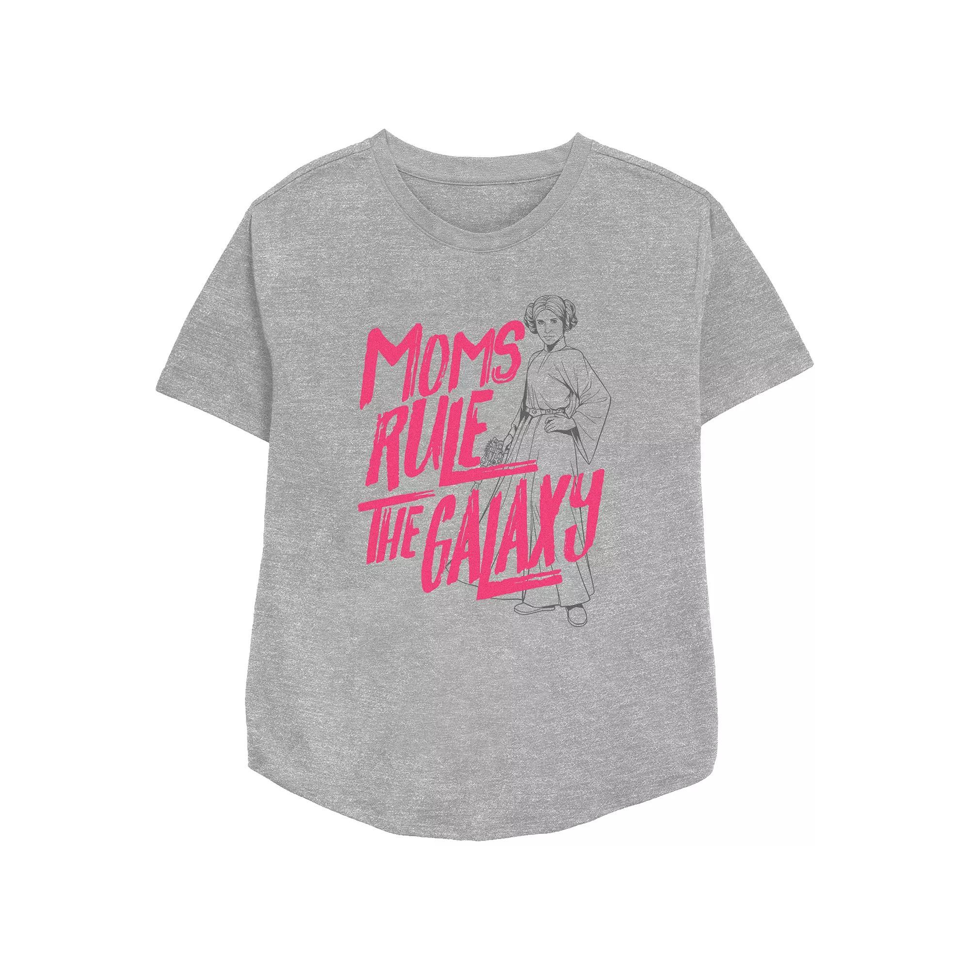 Women's Star Wars Moms Rule The Galaxy Relaxed Fit Graphic Tee, Size: Small, Athletic Grey Product Image