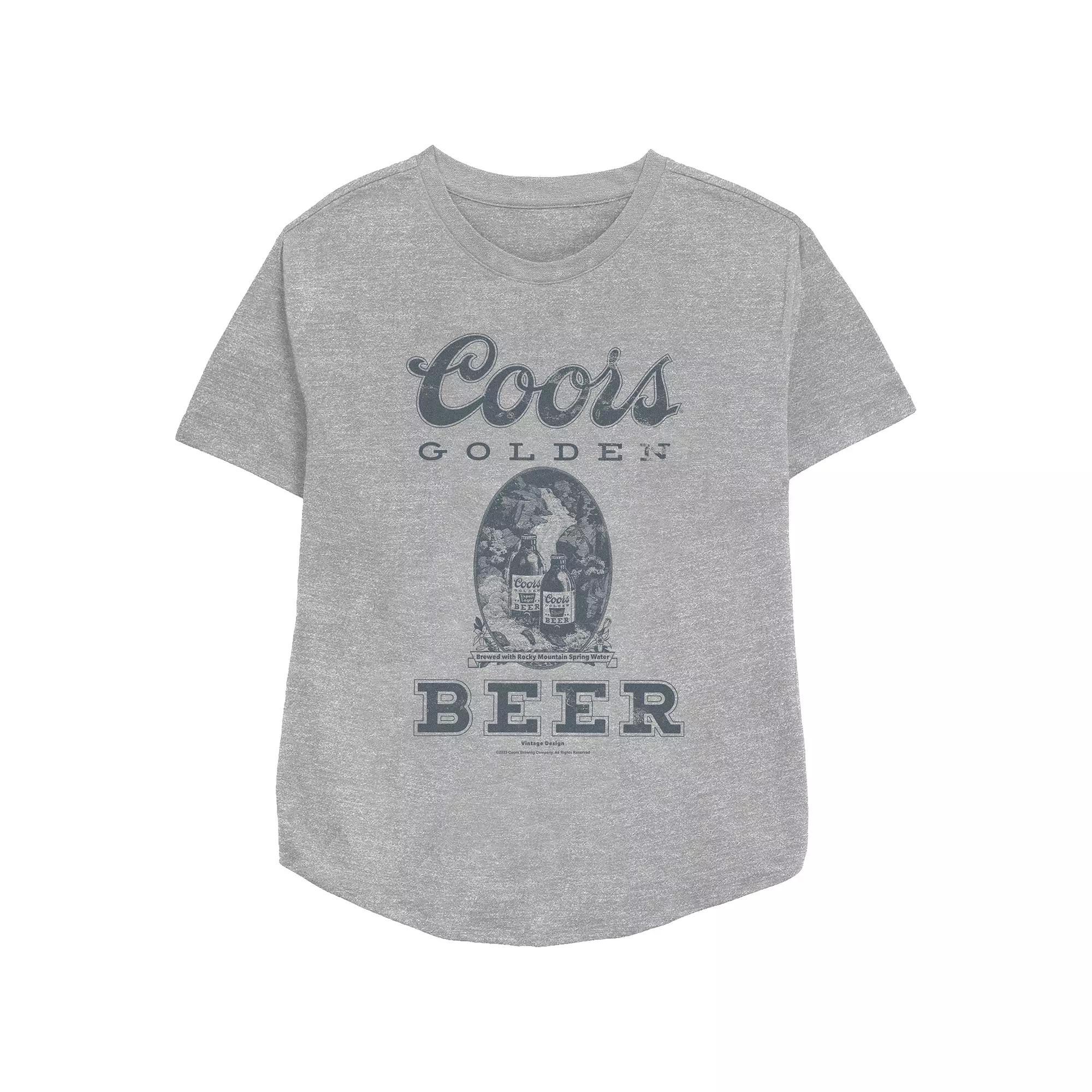 Women's Coors Golden Beer Retro Design Relaxed Fit Graphic Tee, Girl's, Size: Small, Athletic Grey Product Image