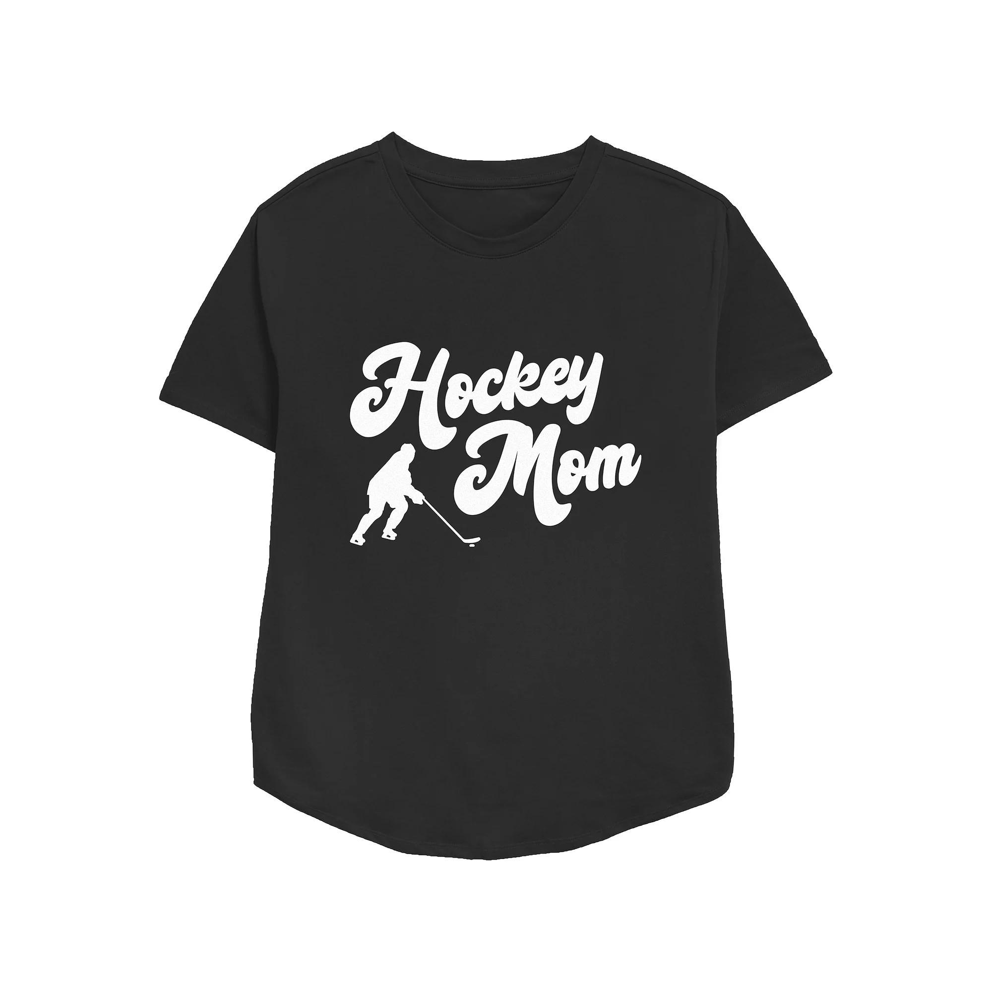 Women's Hockey Mom Relaxed Fit Graphic Tee, Size: Large, Black Product Image