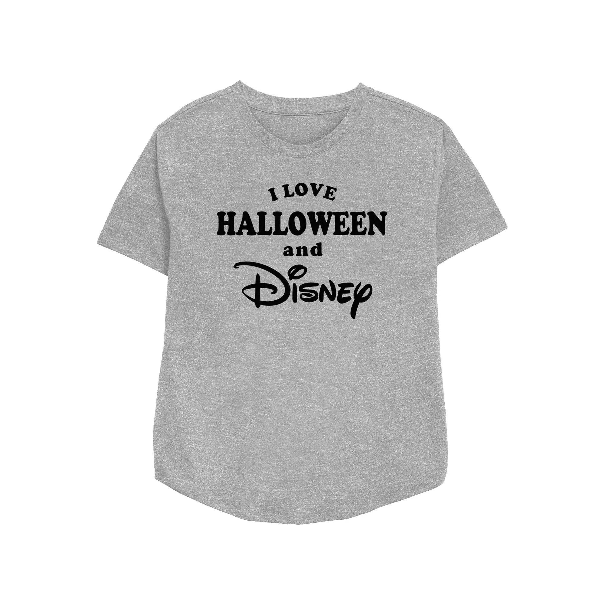 Disney's I Love Halloween And Disney Women's Relaxed Fit Graphic Tee, Size: Large, Athletic Grey Product Image