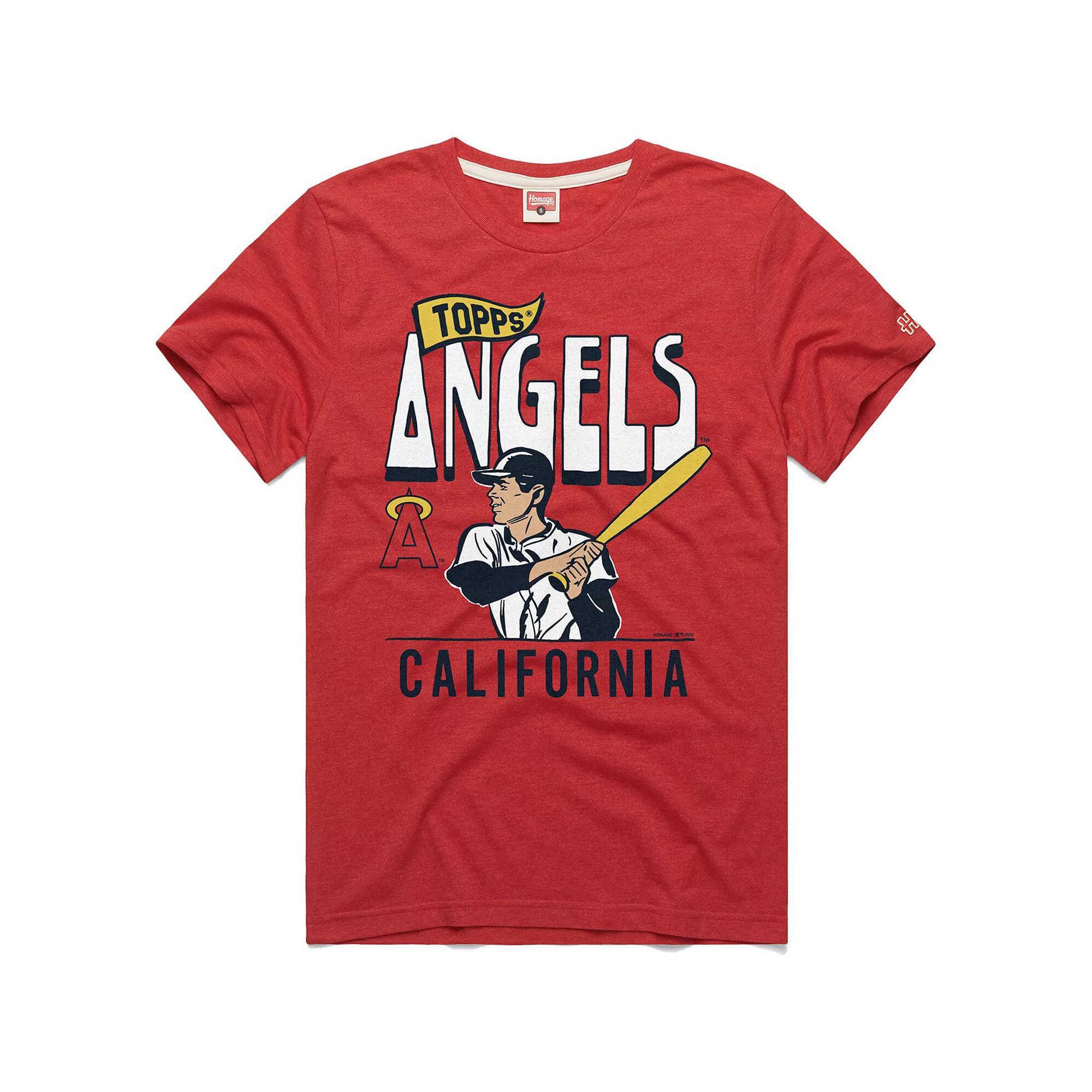 Men's Homage x Topps Red Los Angeles Angels Tri-Blend T-Shirt, Size: Small Product Image