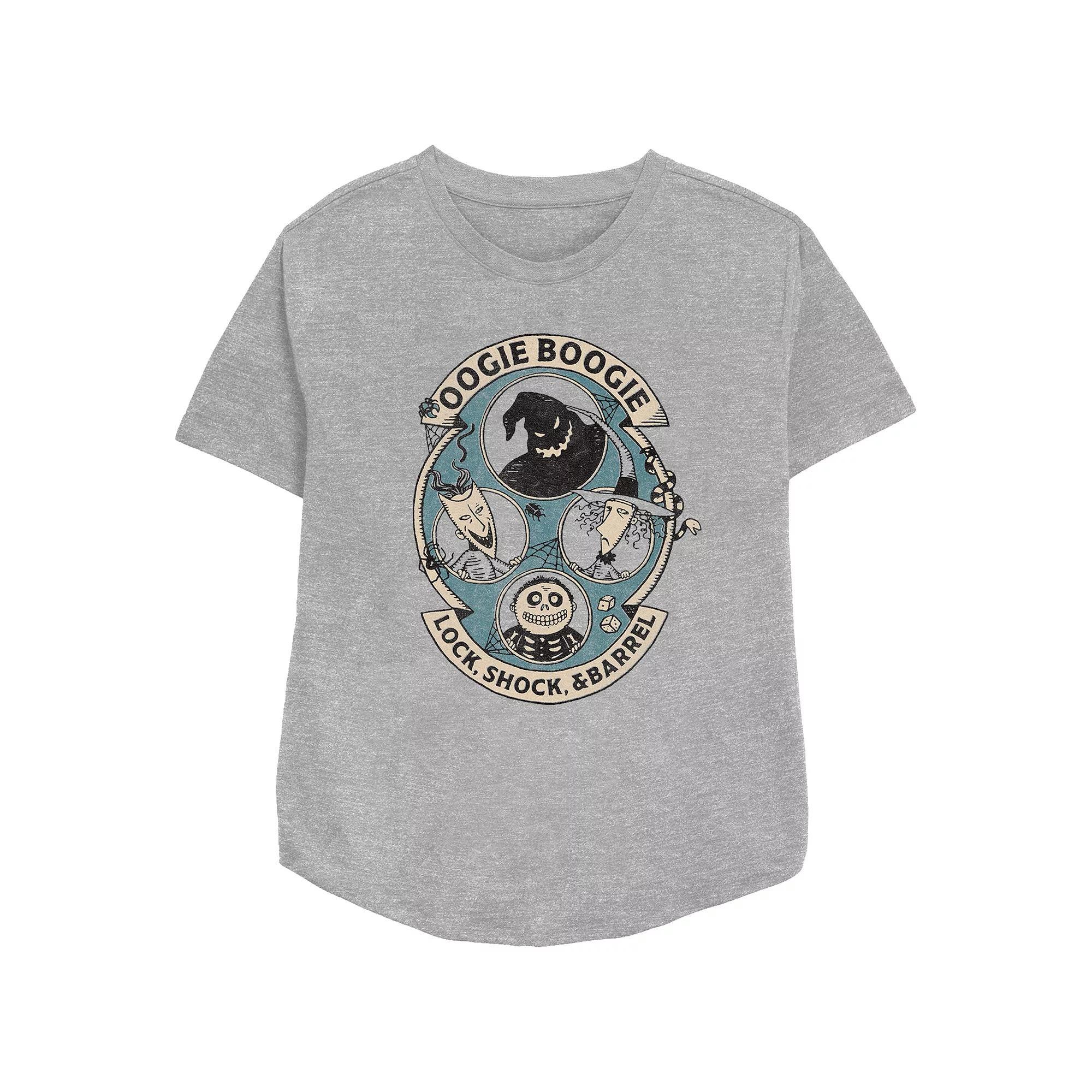 Disney's The Nightmare Before Christmas Oogie Boogie Lock, Shock, & Barrel Women's Relaxed Fit Graphic Tee, Size: Large, Athletic Grey Product Image