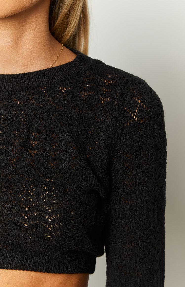 Lorri Black Knit Ruffle Top Girls Product Image