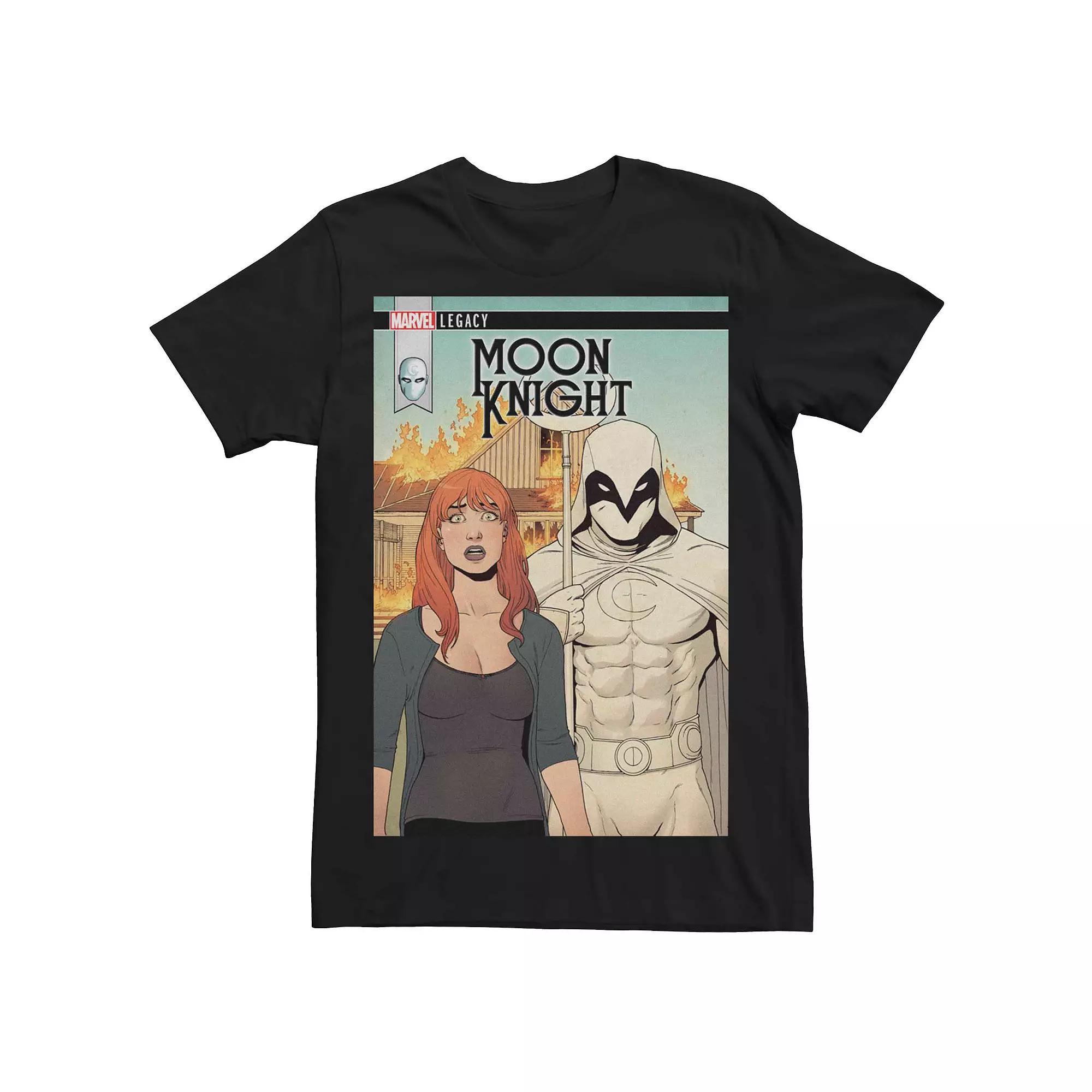 Men's Marvel Legacy Moon Knight Flaming Farmer Comic Cover Tee, Size: Large, Black Product Image